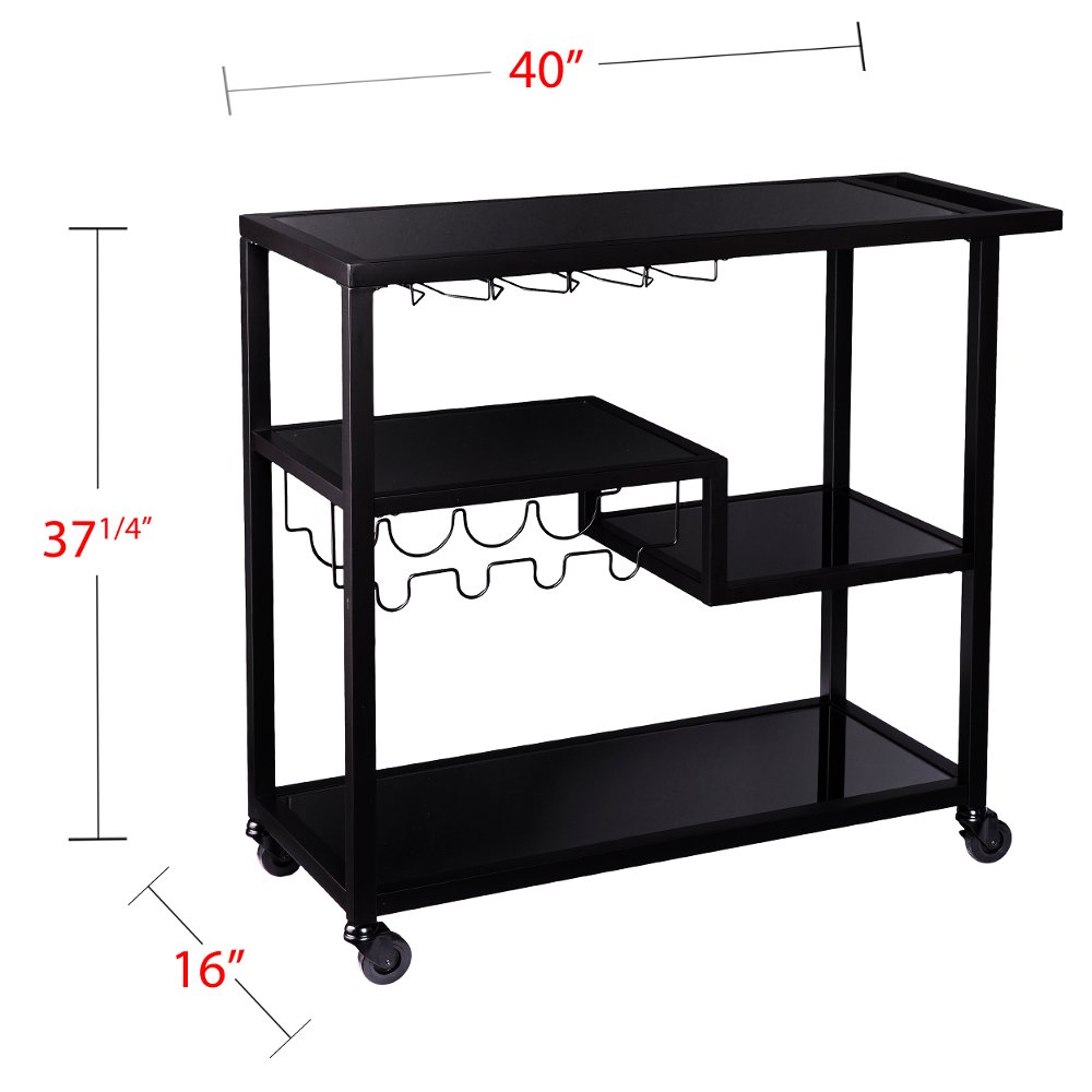 Holly & Martin Zephs Black Bar Cart with Smoked Mirror