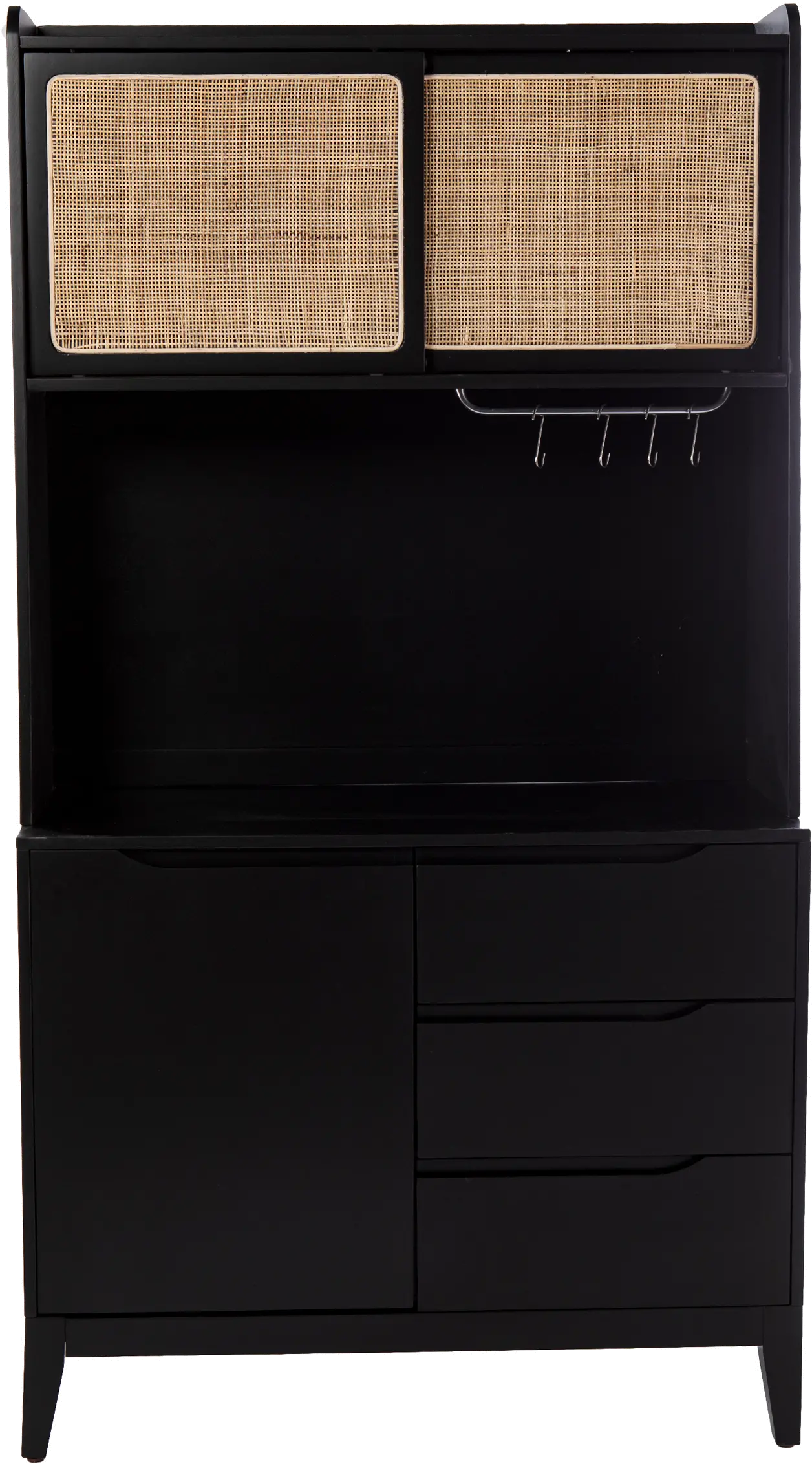 KA1096212 Carondale Black & Rattan Buffet Cabinet with Hutch-1