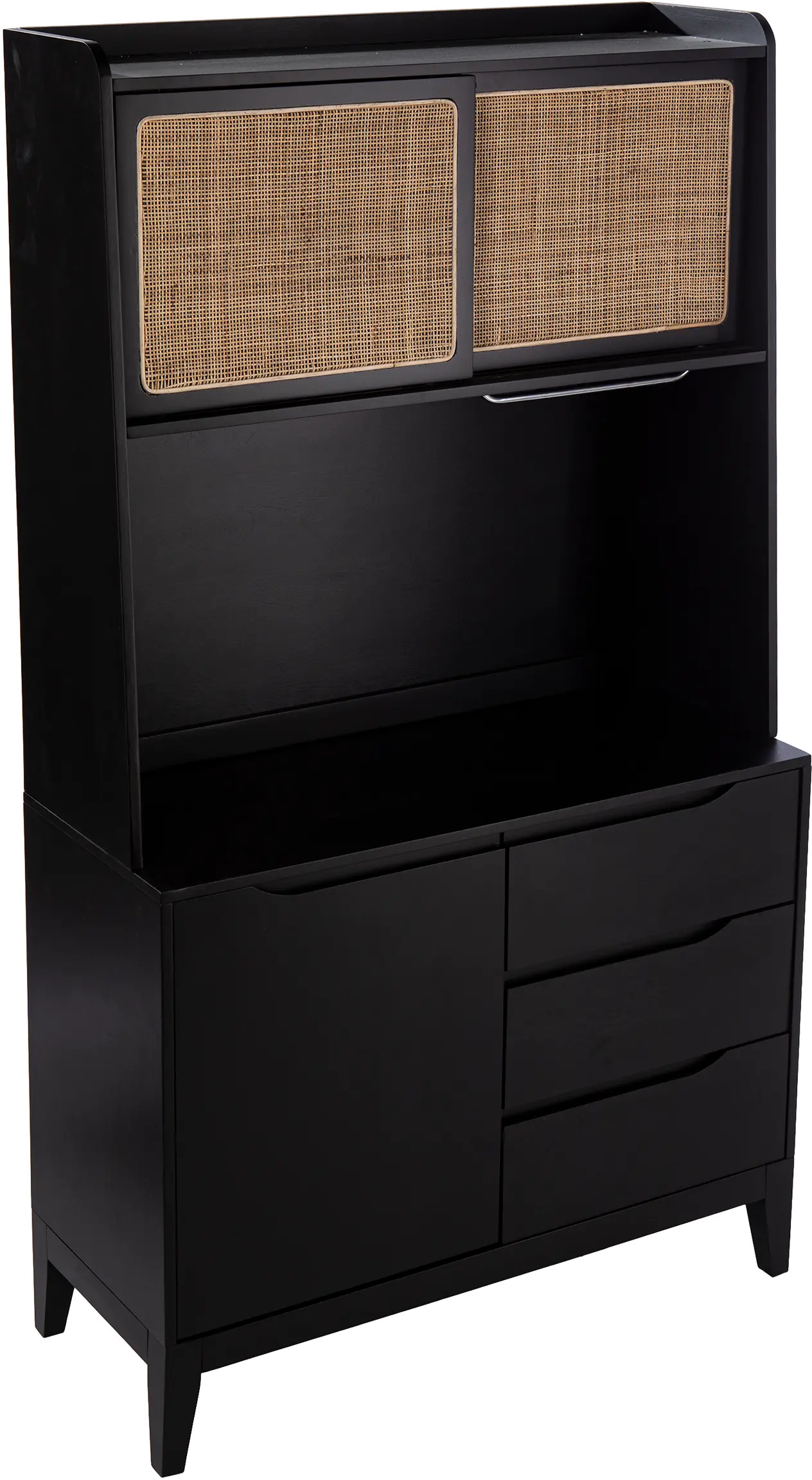 KA1096212 Carondale Black & Rattan Buffet Cabinet with Hutch-5