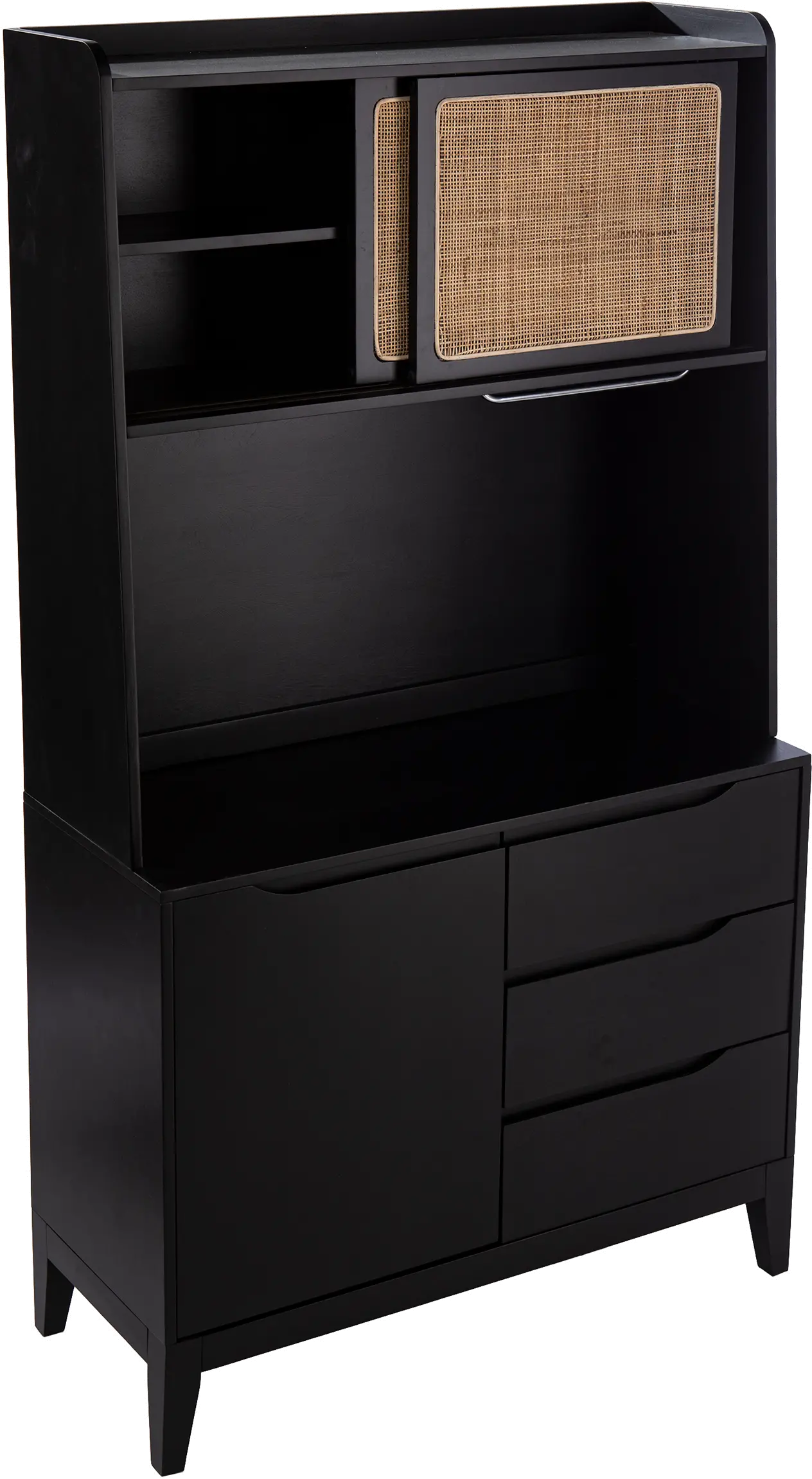 KA1096212 Carondale Black & Rattan Buffet Cabinet with Hutch-6
