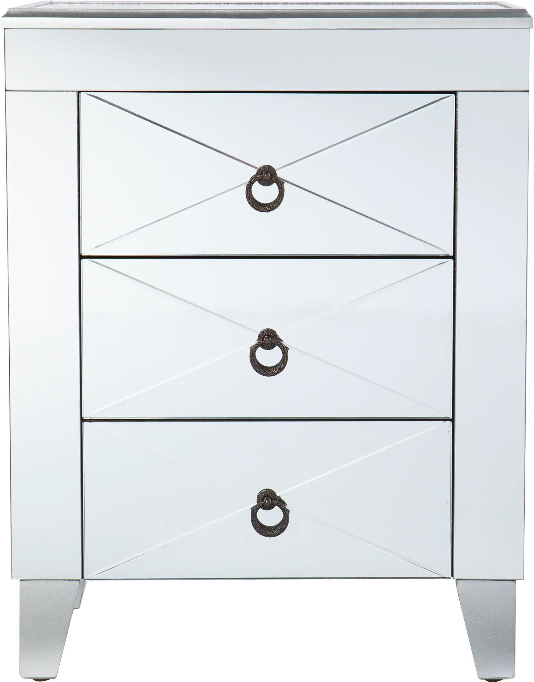 OC0792 Cresheim Mirrored End Table with Drawers-1