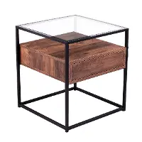 OC1014106 Olivern Glass-Top Industrial End Table
