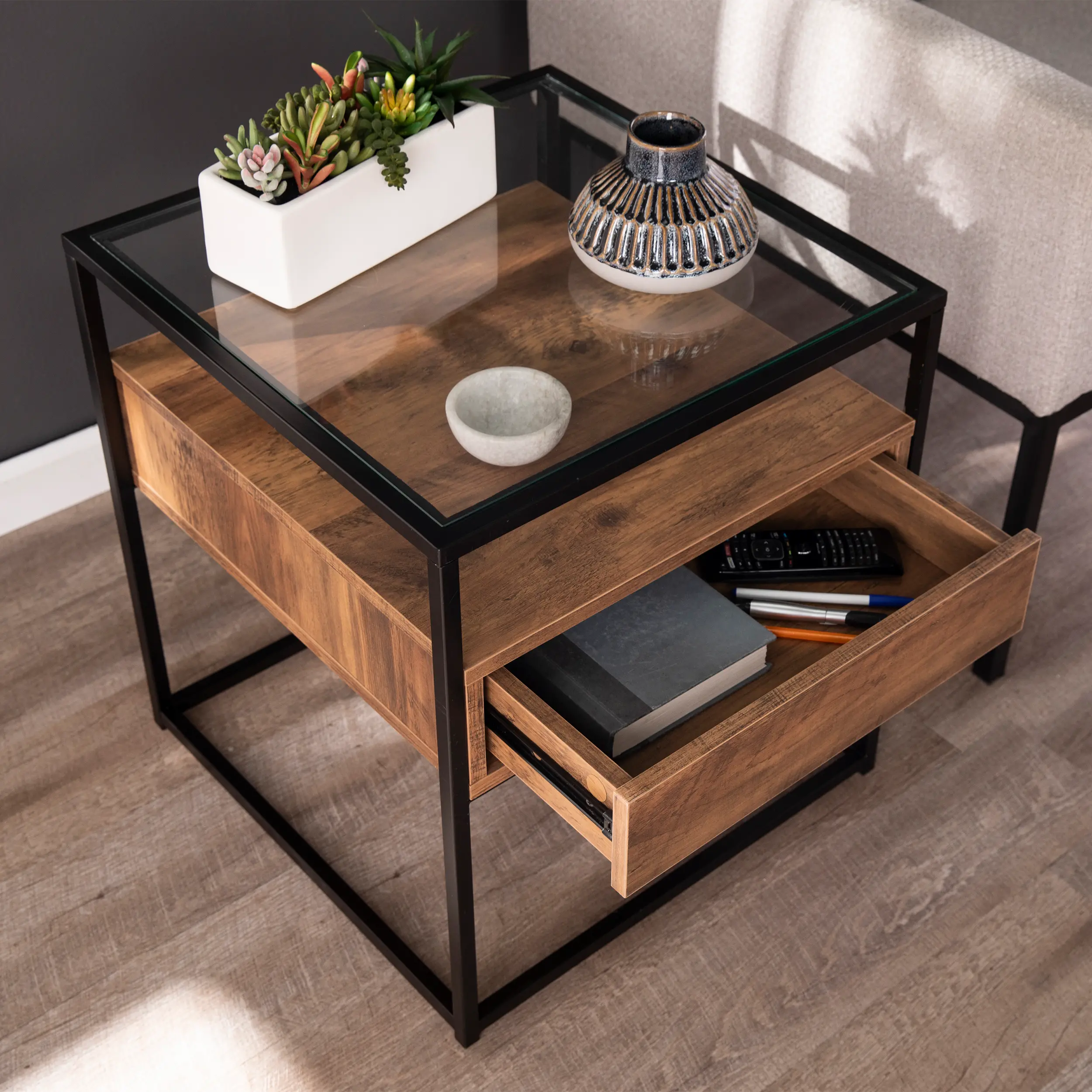 OC1014106 Olivern Glass-Top Industrial End Table-8