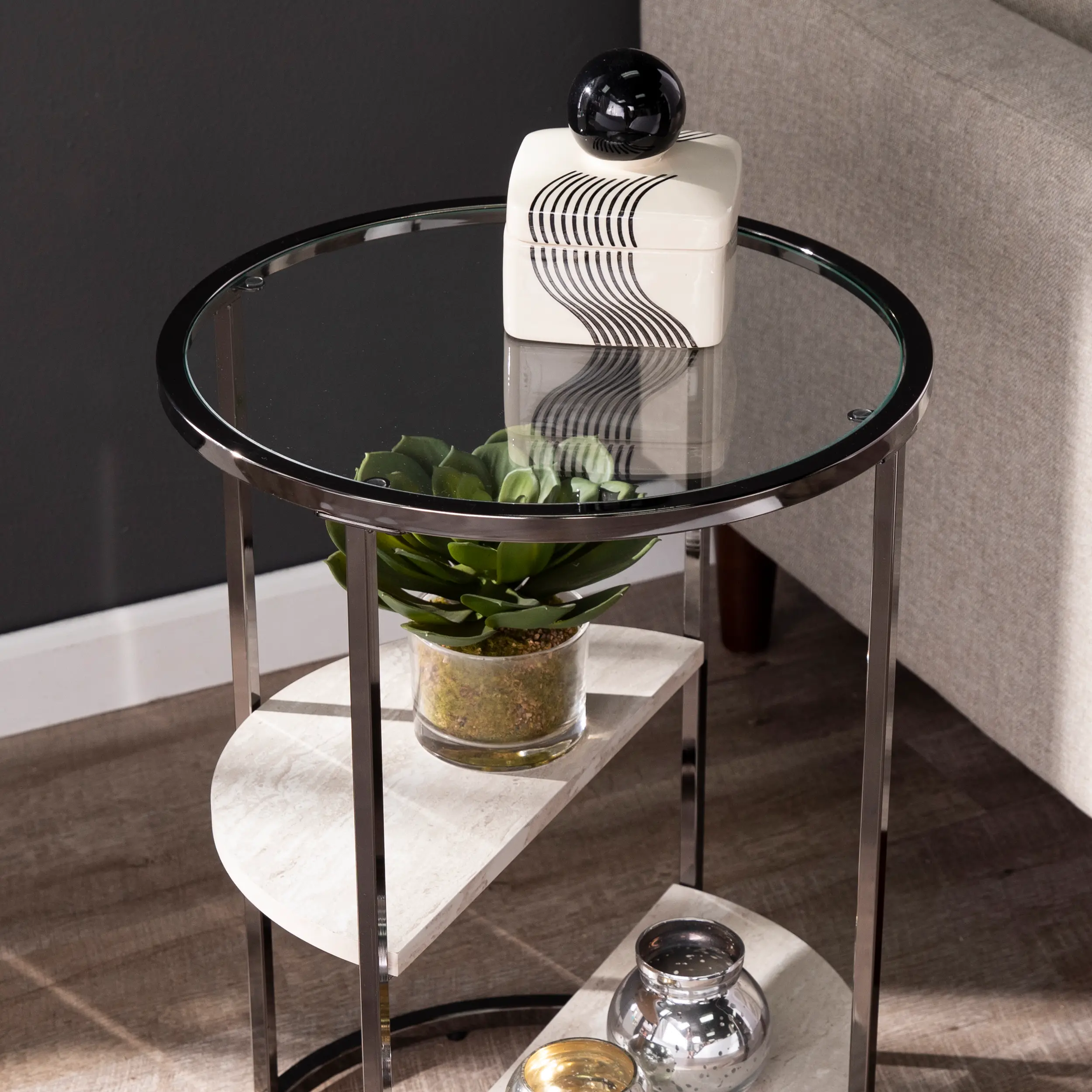 OC1081906 Ledermore Round Glass and Faux Stone Side Table-3