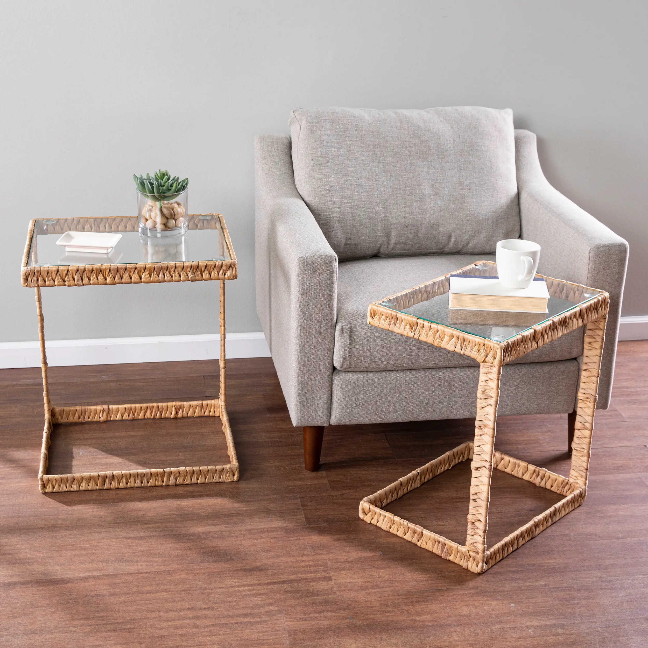 OC1084606 Ismaya Water Hyacinth & Glass C Tables – Set of 2-2
