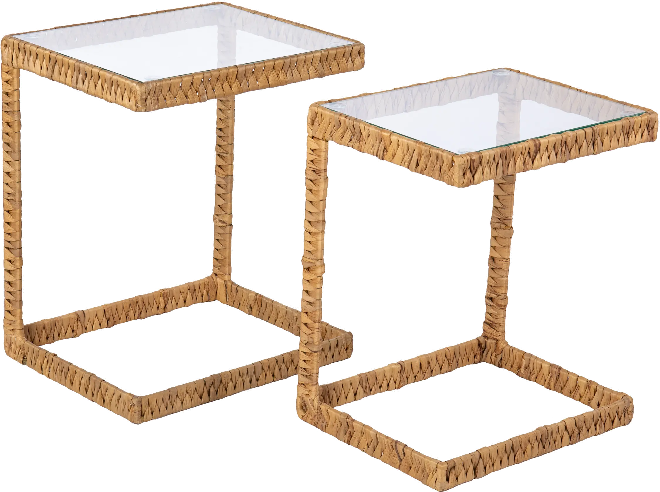 OC1084606 Ismaya Water Hyacinth & Glass C Tables – Set of 2-4
