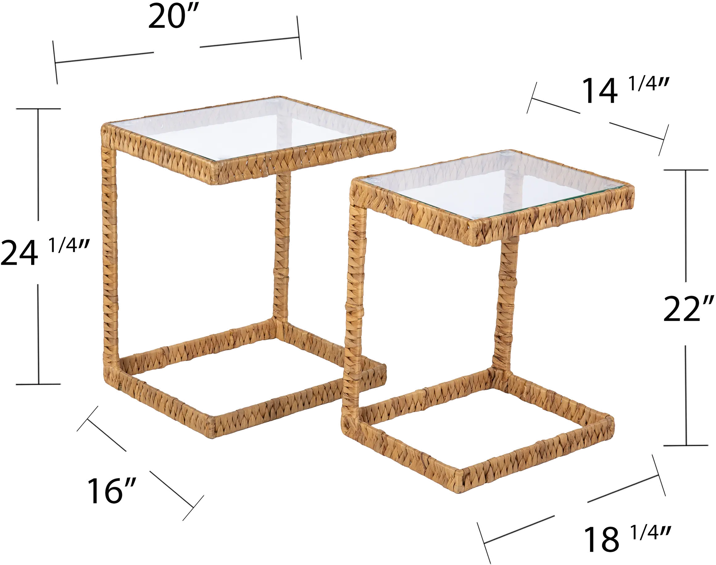 OC1084606 Ismaya Water Hyacinth & Glass C Tables – Set of 2-6