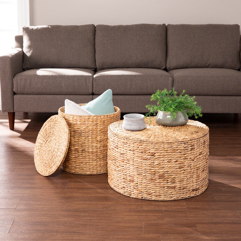 Satalia Round Hyacinth Storage Tables – Set of 2