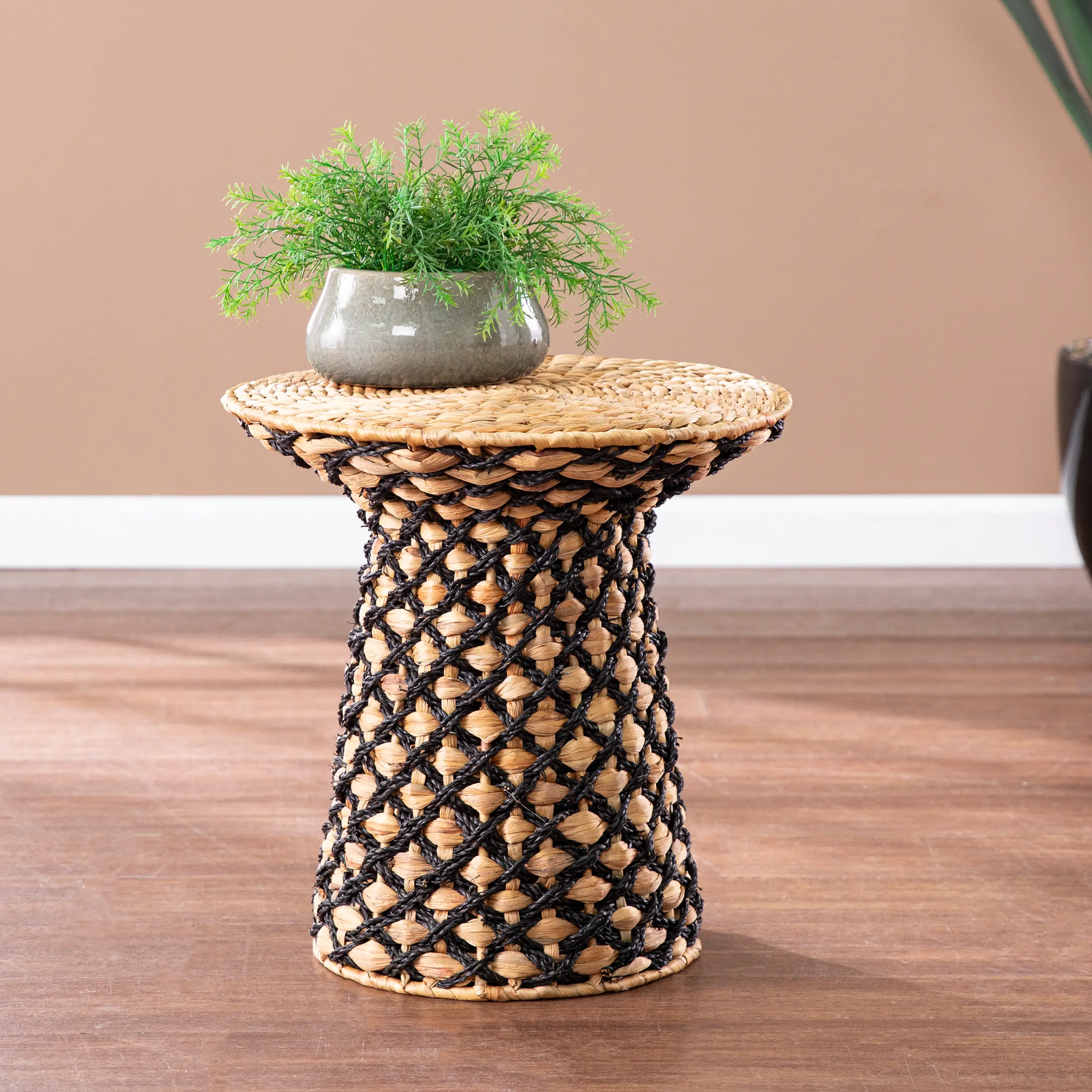 OC1118006 Bogardy Black & Brown Woven Accent Table-2