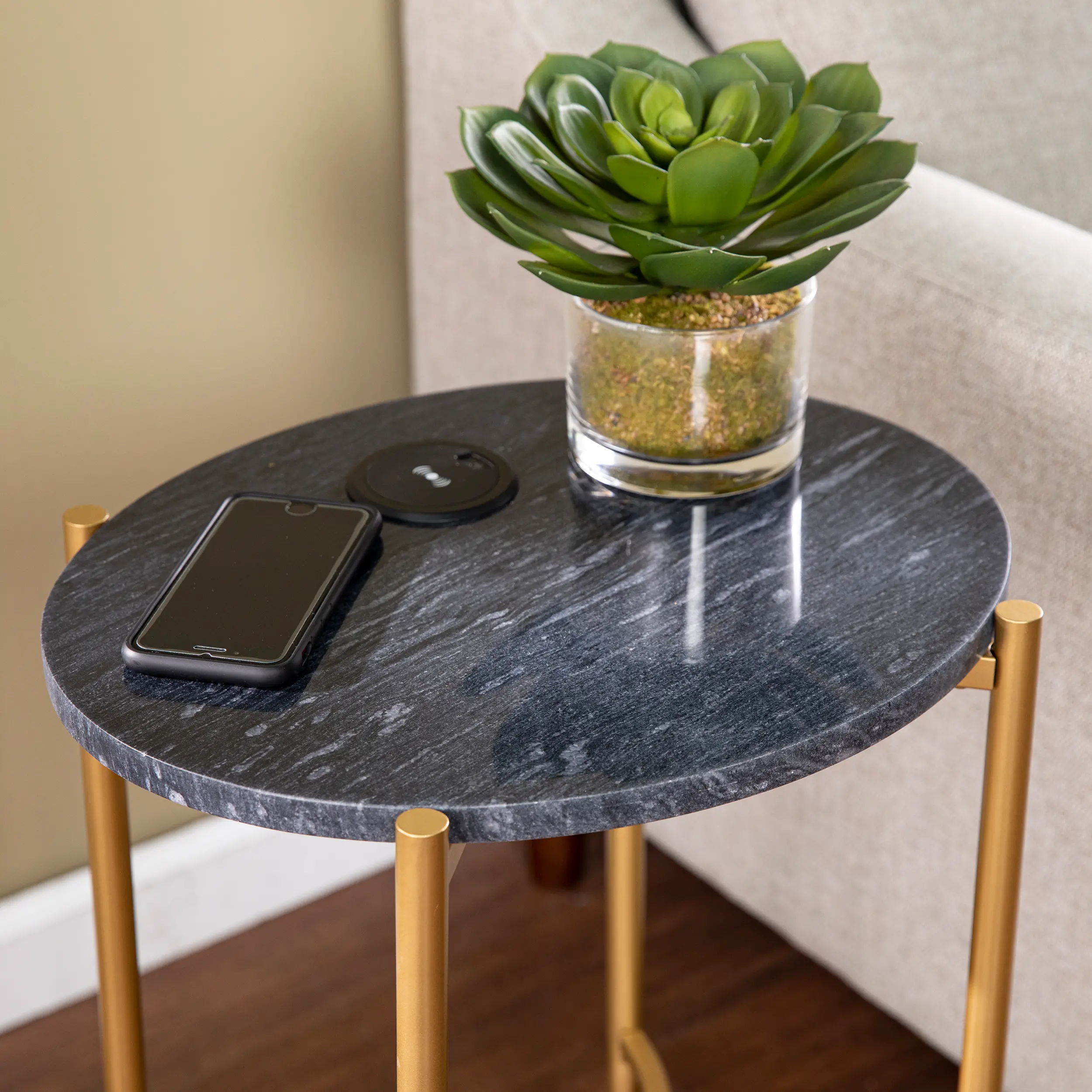 OC1134606 Clarvin Round Side Table with Wireless Charging Station-3