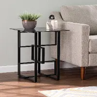 OC1139506 Clanlin Black Glass-Top Accent Table