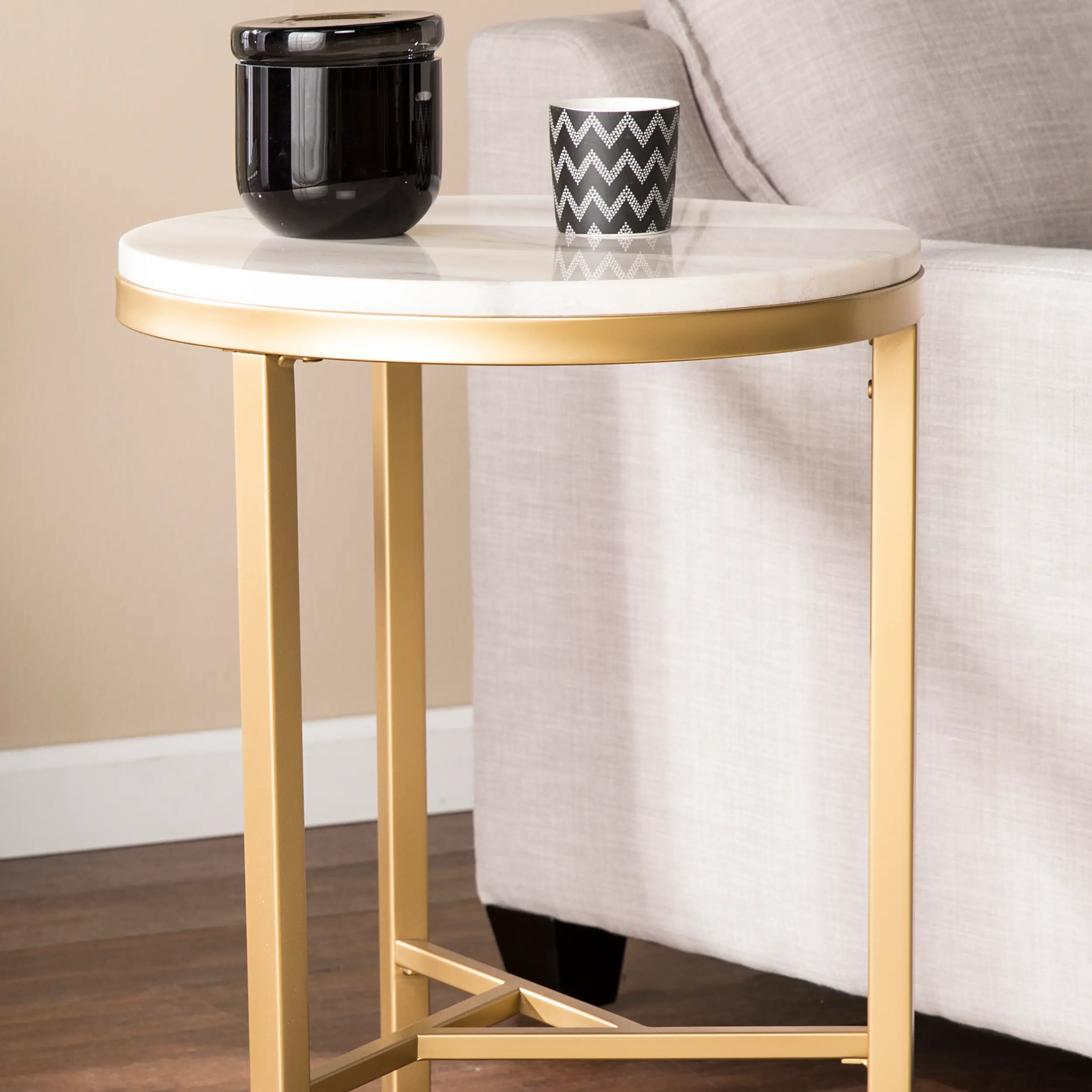 OC1749 Garza Marble & Champagne Round Side Table-3