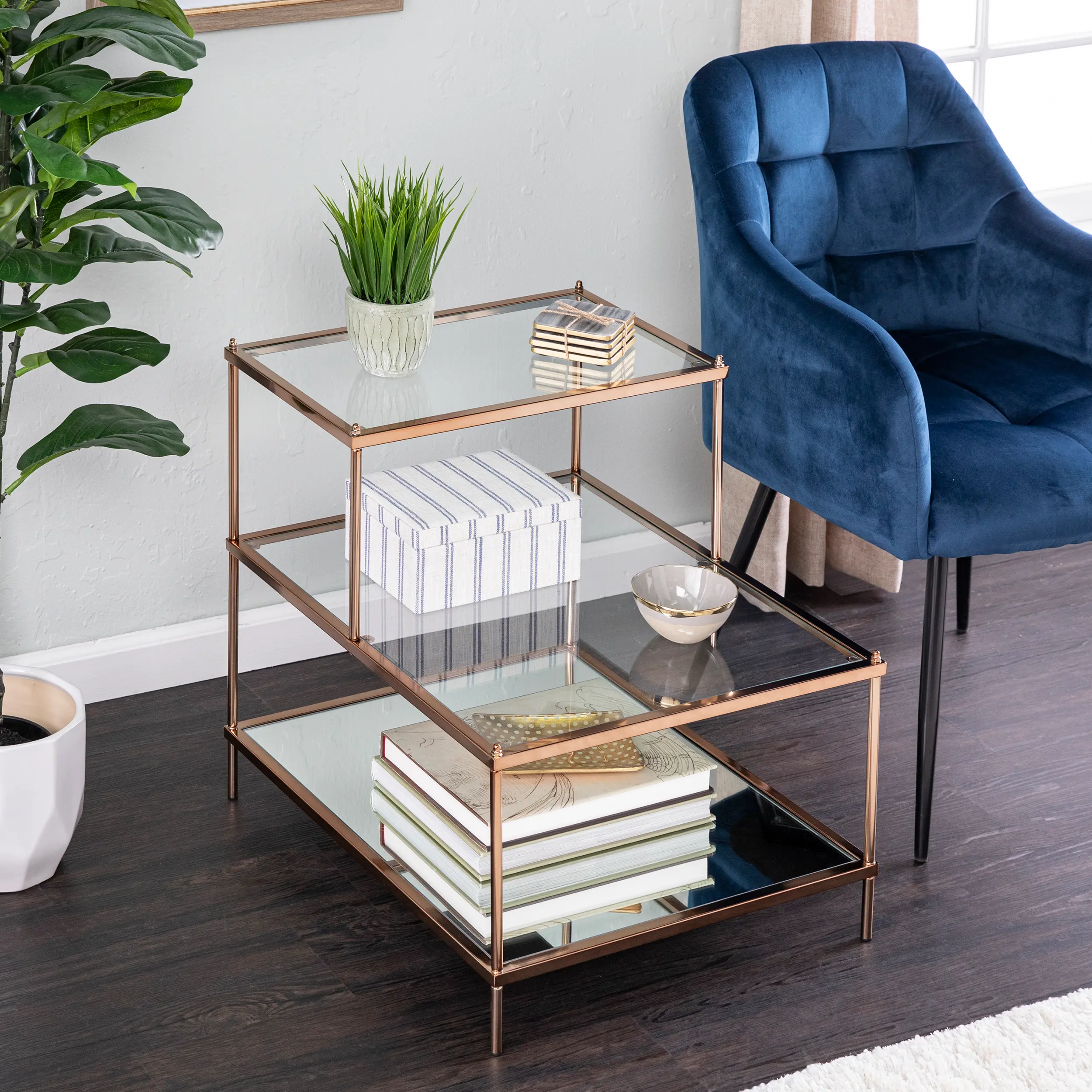 OC2205 Knox Gold Mirrored Accent Table-3