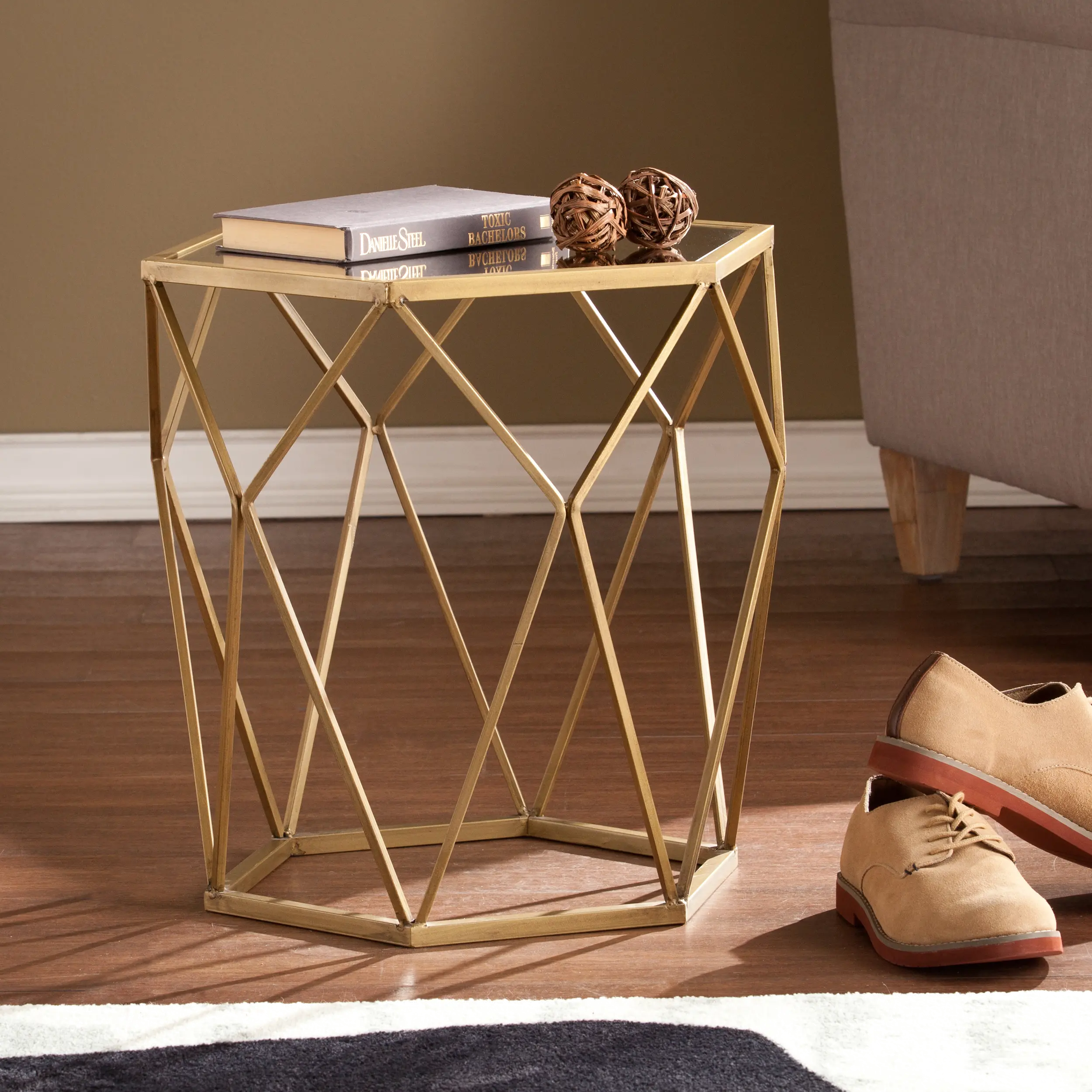 OC2320 Joelle Gold Geometric Accent Table-2