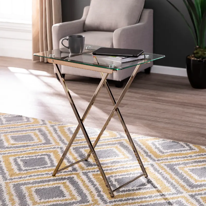 Meridino Champagne & Glass Folding Tray Table