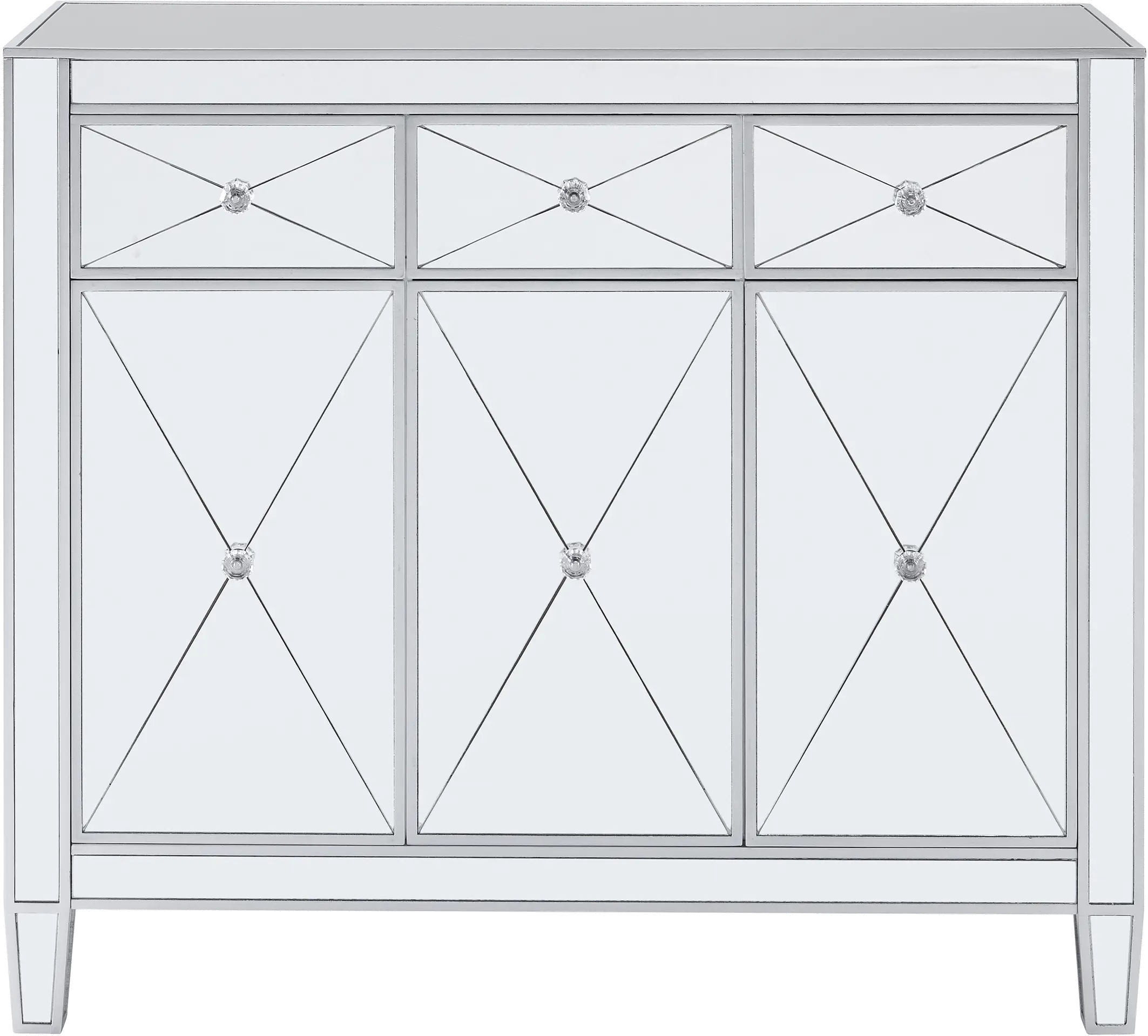 OC9151 Mirage 3-Door Mirrored Accent Cabinet-1