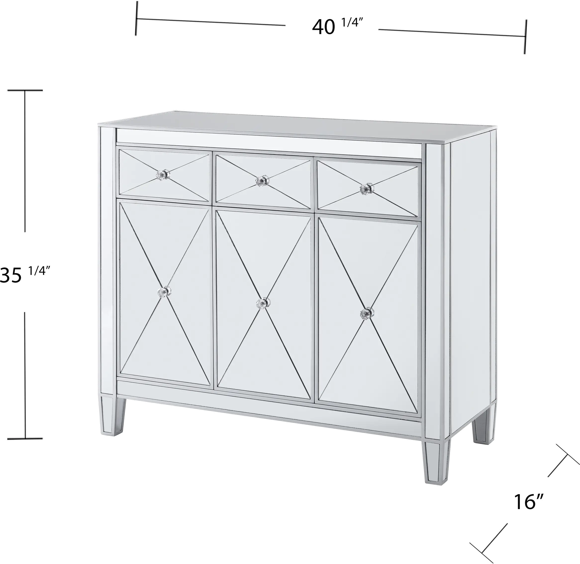 OC9151 Mirage 3-Door Mirrored Accent Cabinet-10