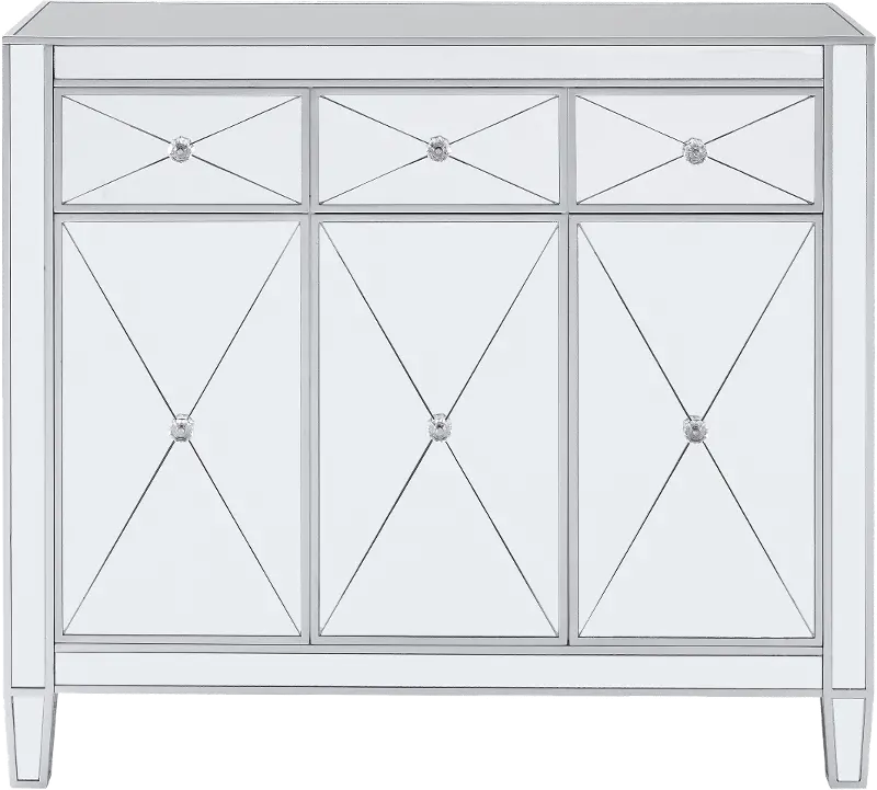 Mirage 3-Door Mirrored Accent Cabinet
