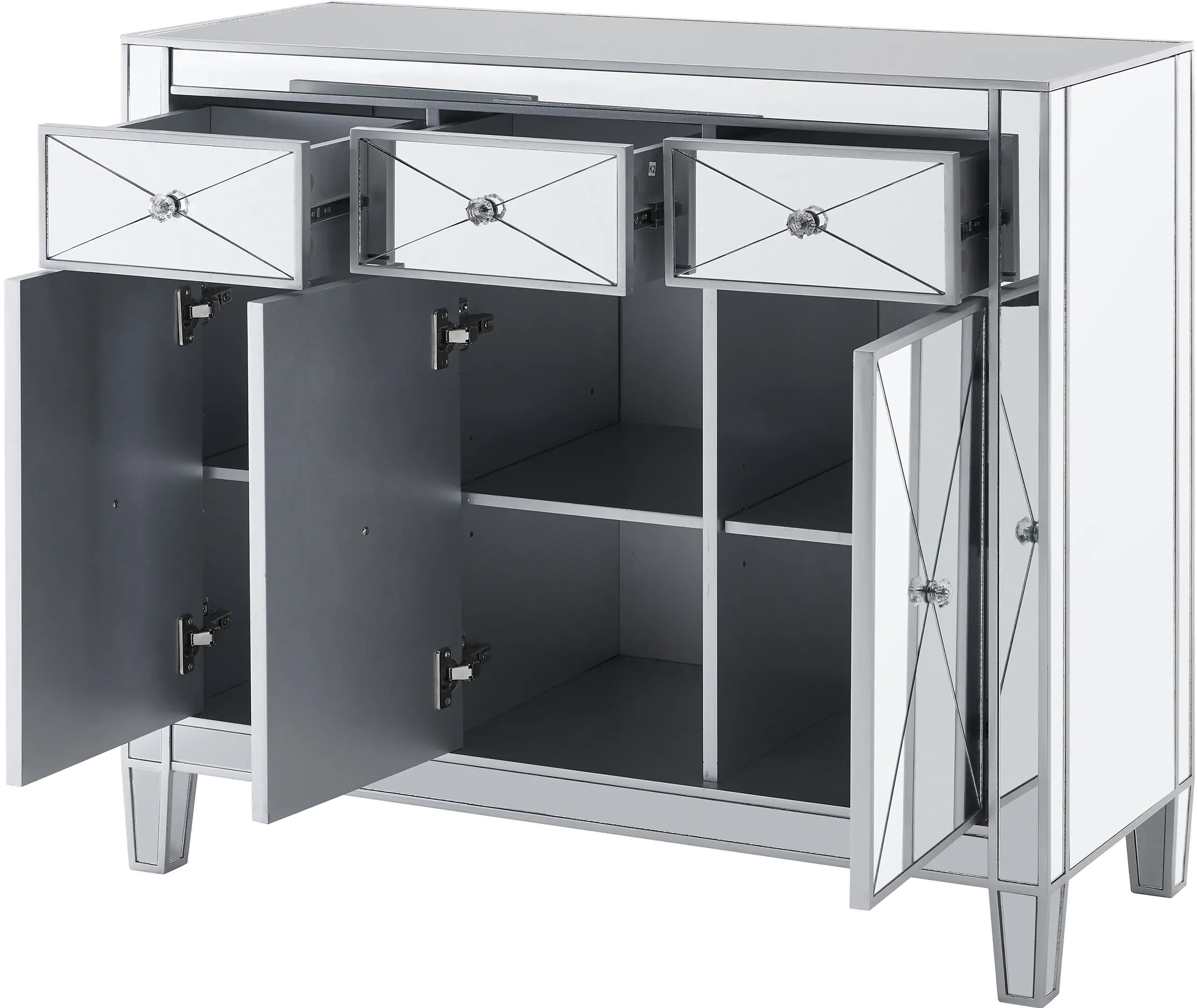 OC9151 Mirage 3-Door Mirrored Accent Cabinet-6
