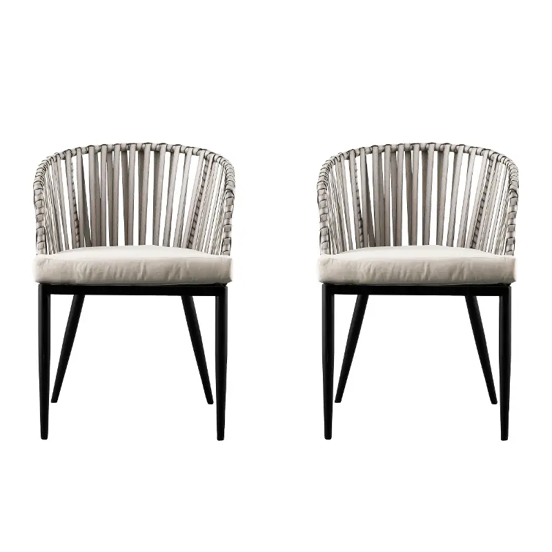 Melilani Outdoor Wicker Chairs with Cushions, Set of 2