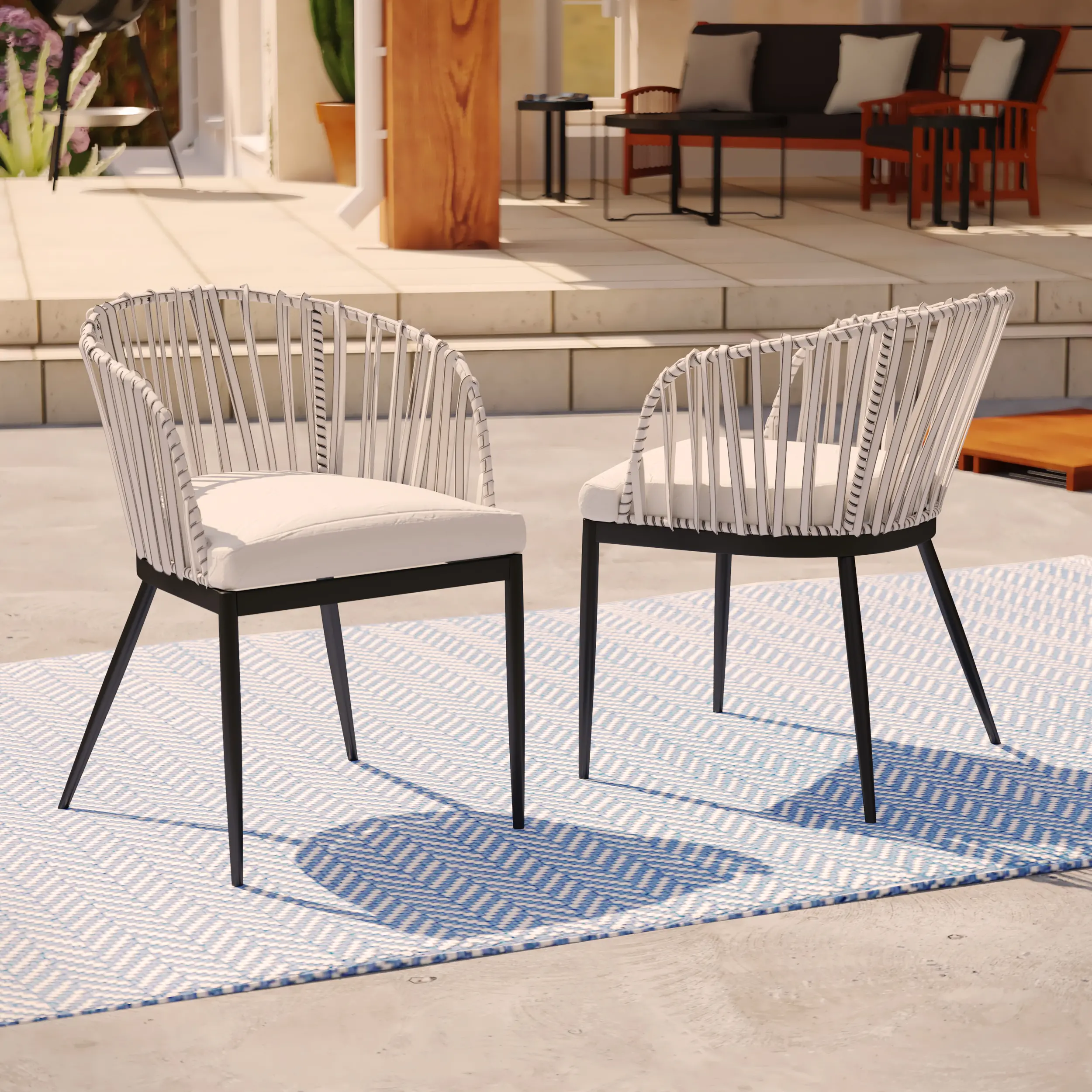 OD1086108 Melilani Outdoor Wicker Chairs with Cushions, Set of 2-2