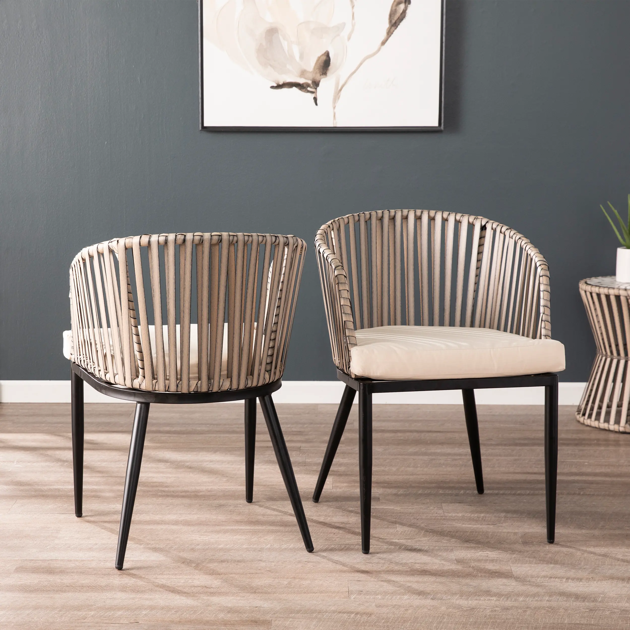 OD1086108 Melilani Outdoor Wicker Chairs with Cushions, Set of 2-8