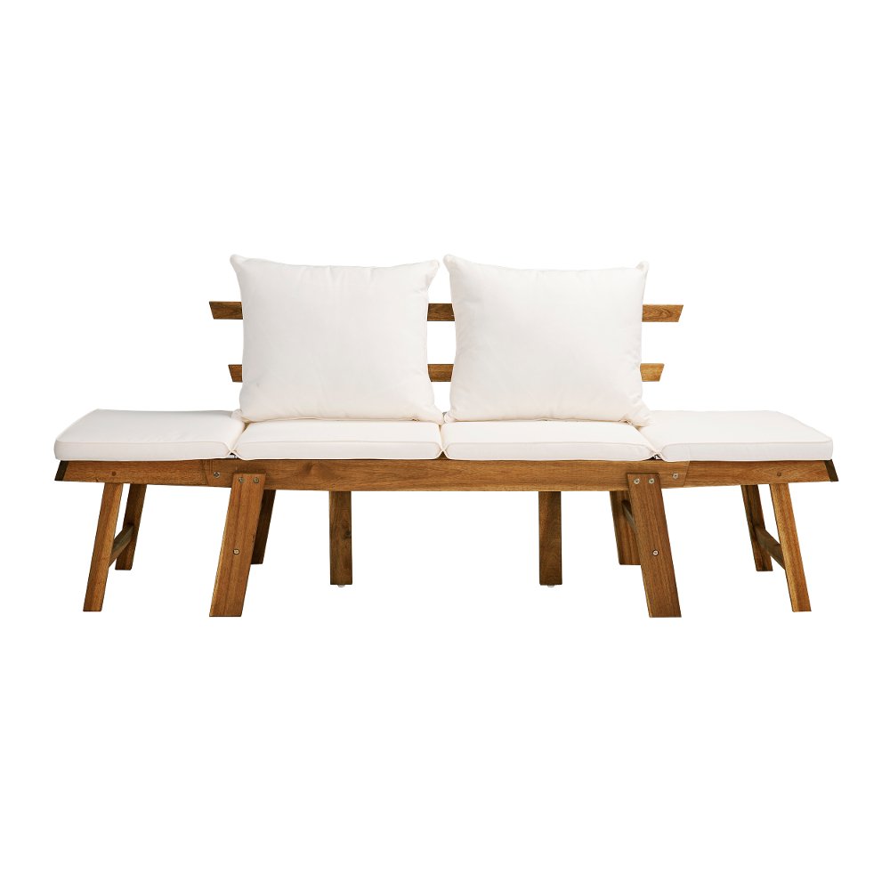 Holly & Martin Dolavon Outdoor Convertible Lounge Chair with White Cushions