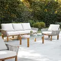 OD10893 Brendina Natural & White 4 Piece Outdoor Seating Set
