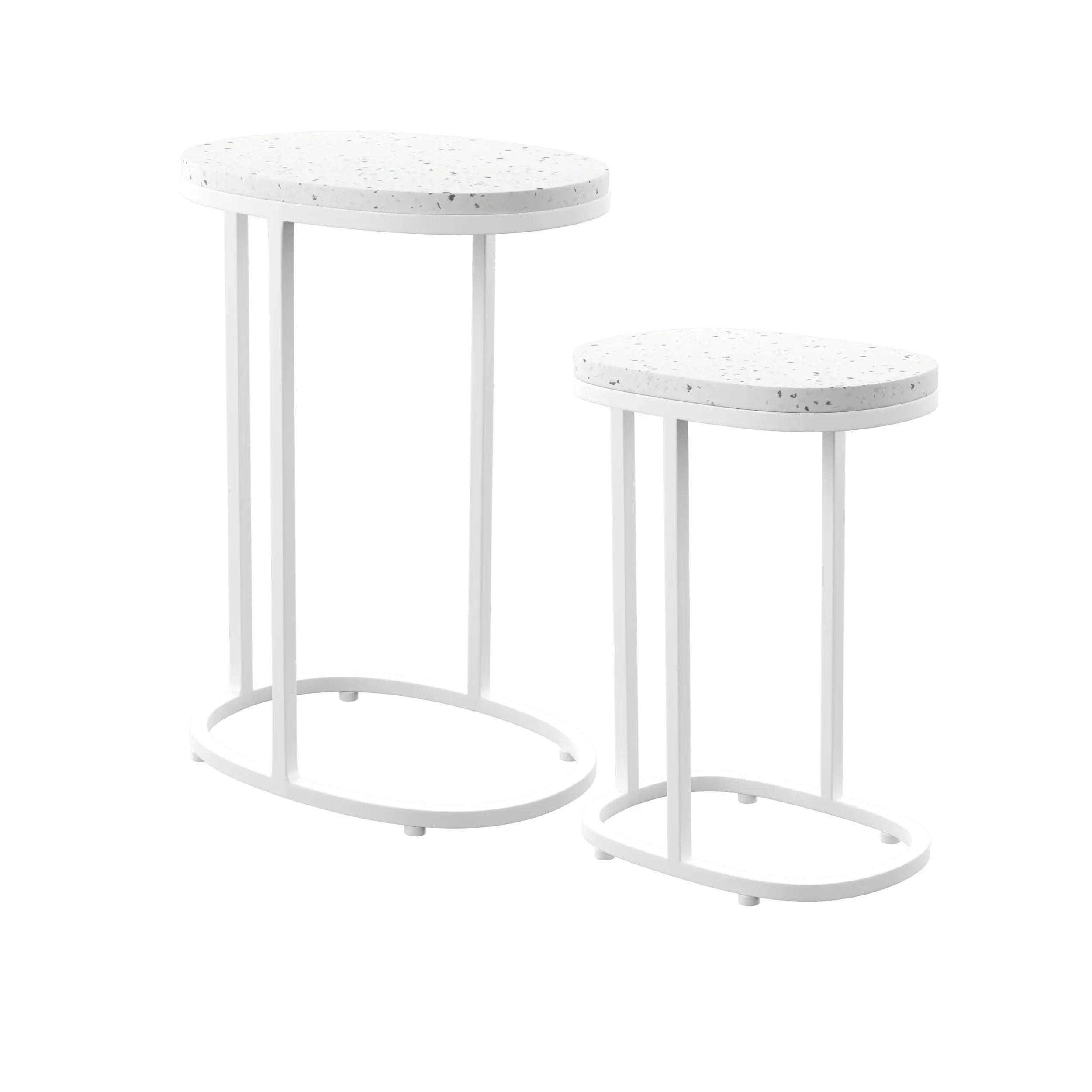 OD1089804 Vicanno White Terrazzo Outdoor Nesting Tables, Set of 2-1