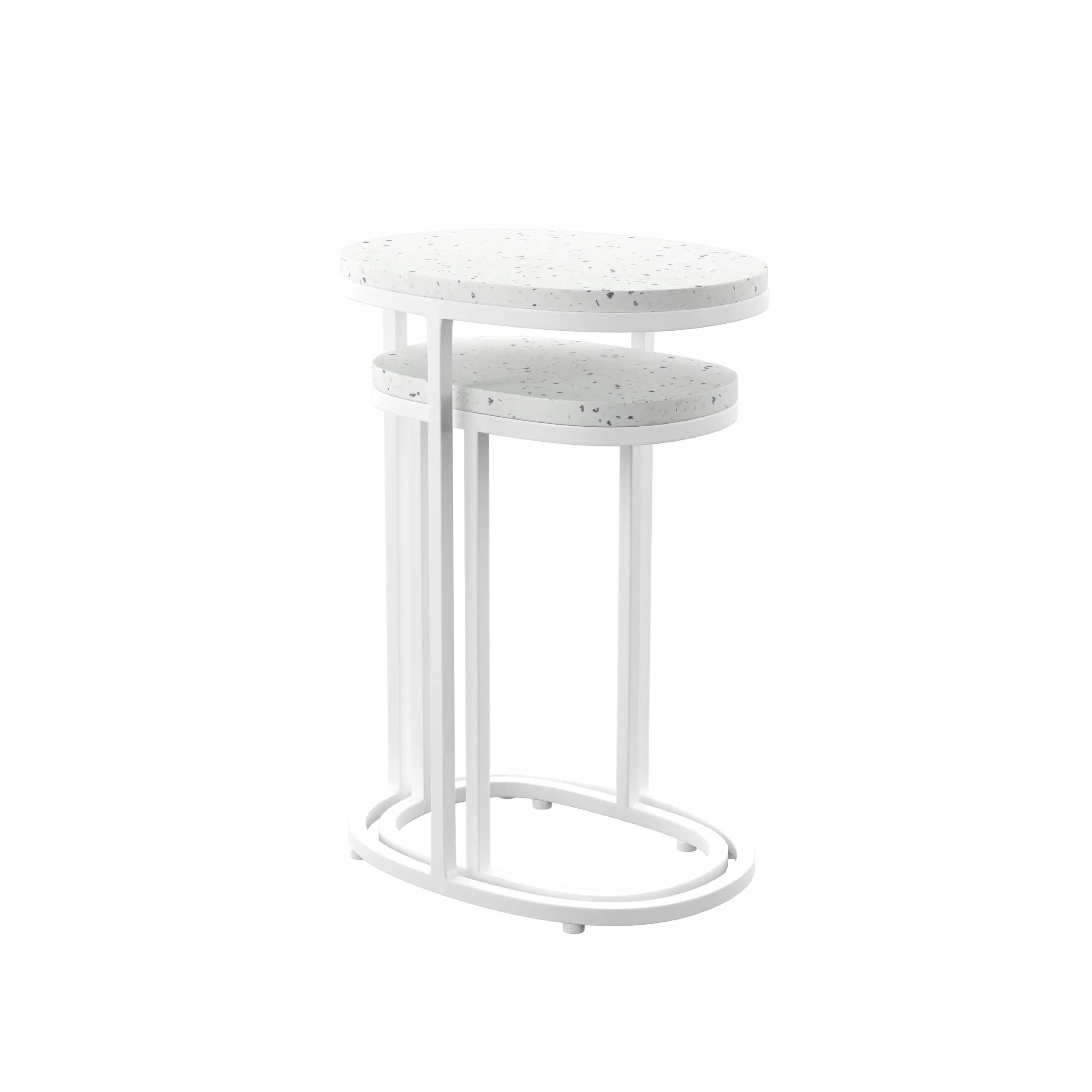 OD1089804 Vicanno White Terrazzo Outdoor Nesting Tables, Set of 2-4
