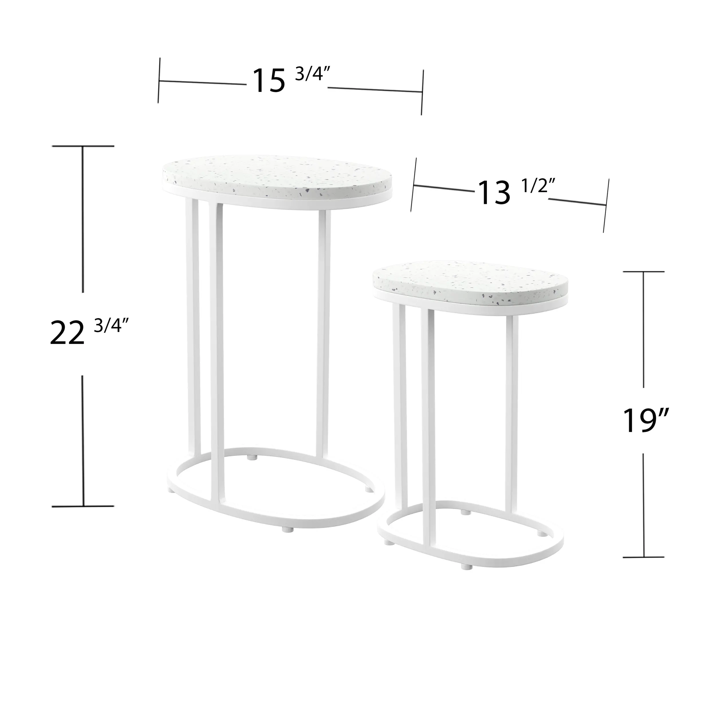 OD1089804 Vicanno White Terrazzo Outdoor Nesting Tables, Set of 2-3