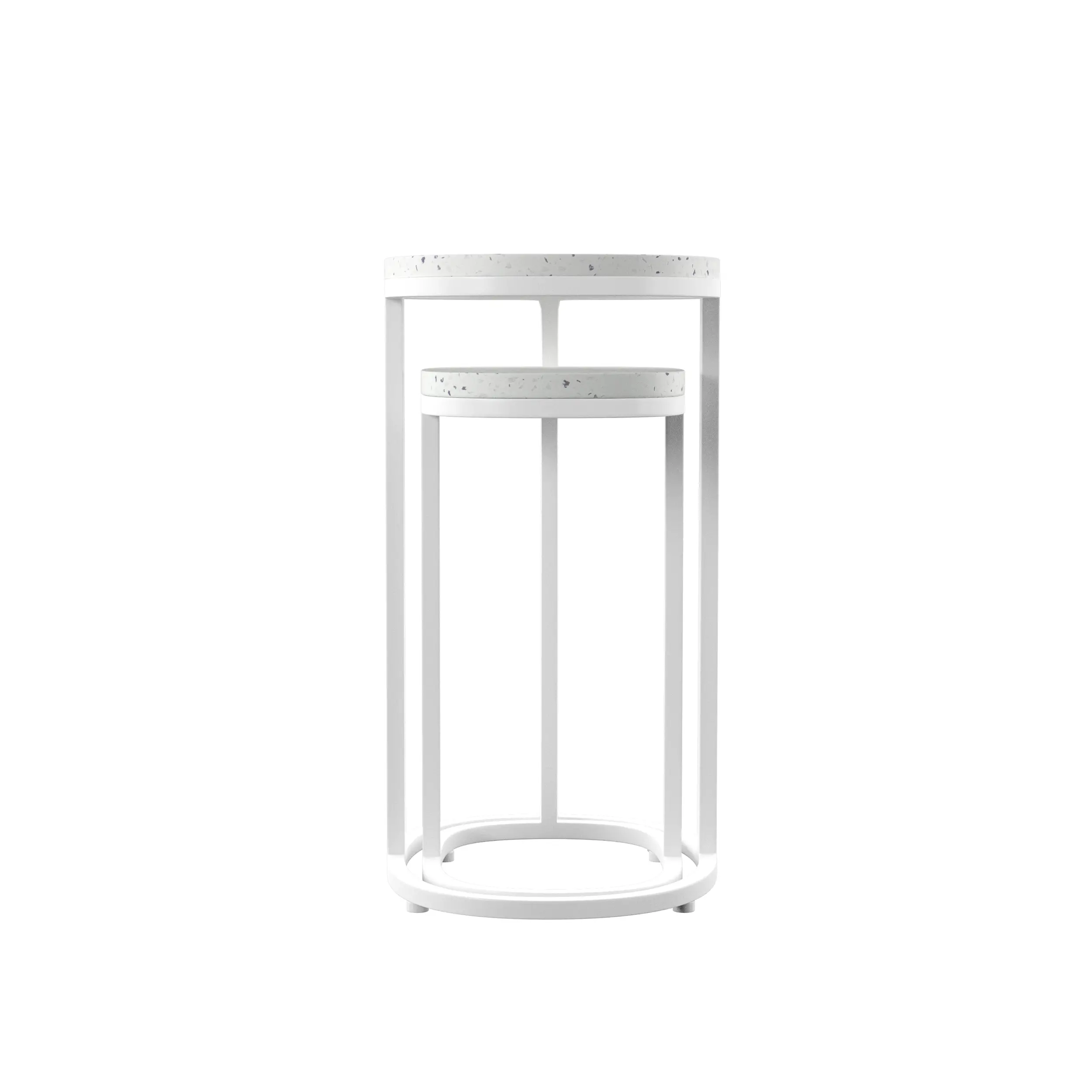 OD1089804 Vicanno White Terrazzo Outdoor Nesting Tables, Set of 2-5