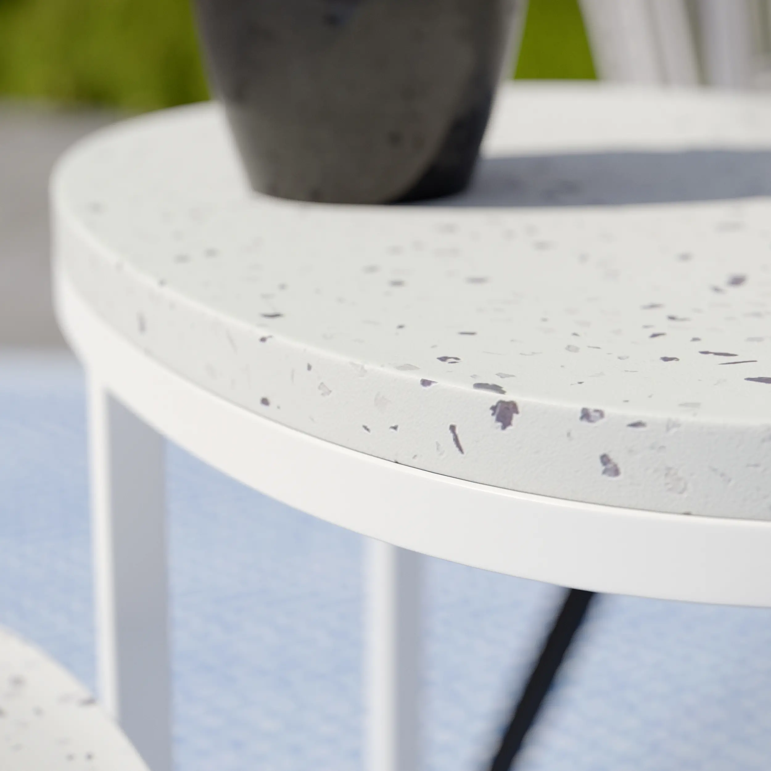 OD1089804 Vicanno White Terrazzo Outdoor Nesting Tables, Set of 2-8