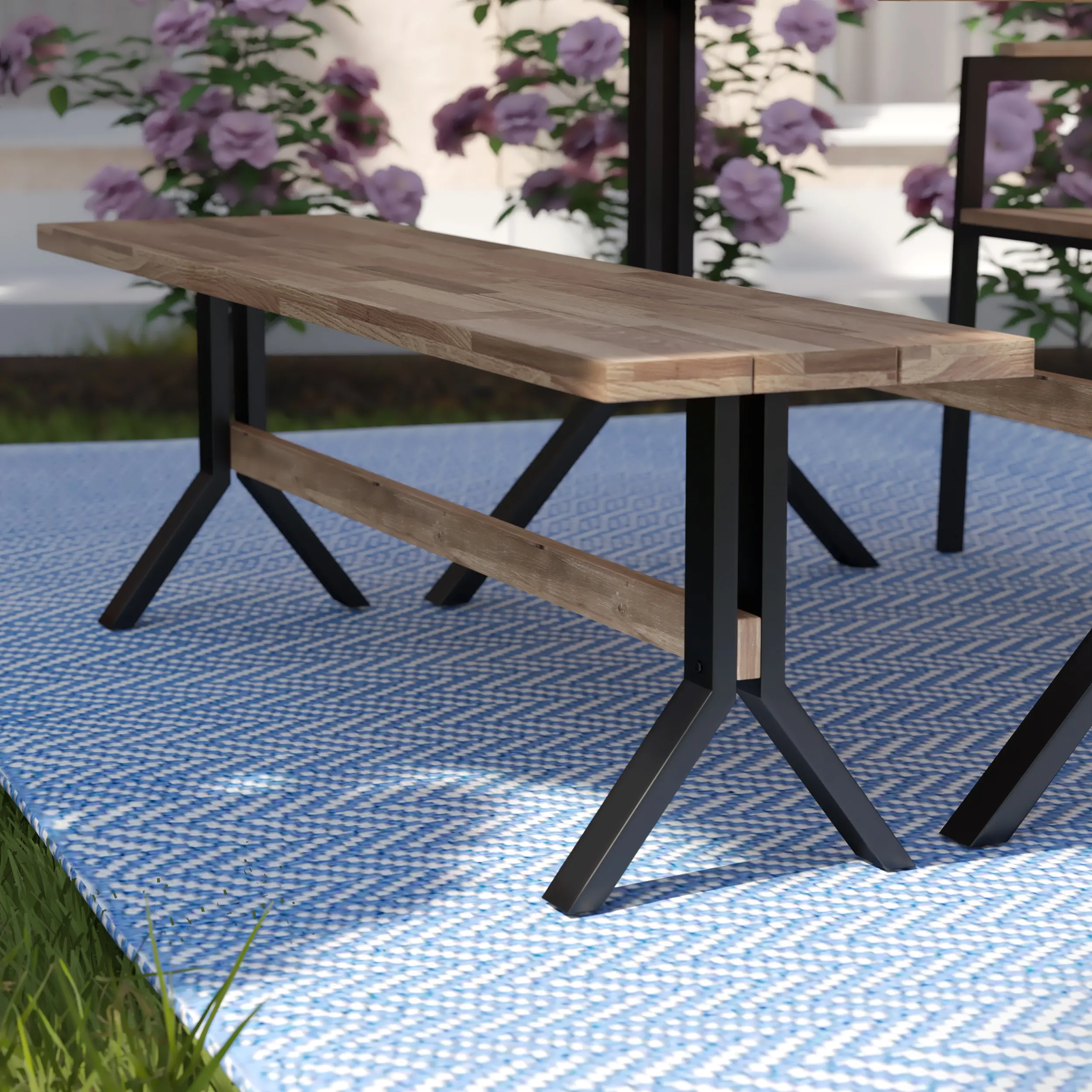 OD1132326 Standlake Wood Slatted Outdoor Bench-2