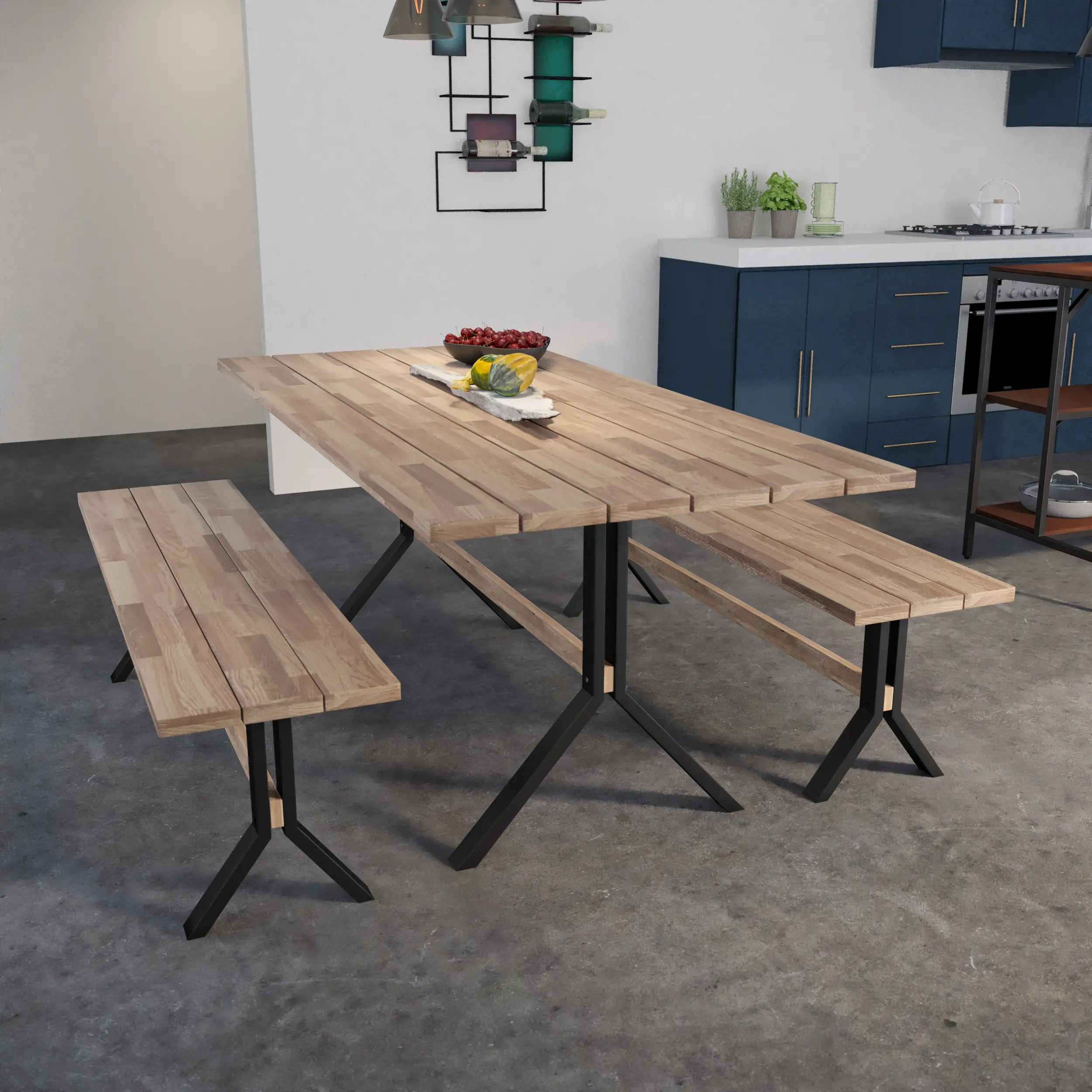 OD113233 Standlake Outdoor Wood 3 Piece Dining Set with Benches-2