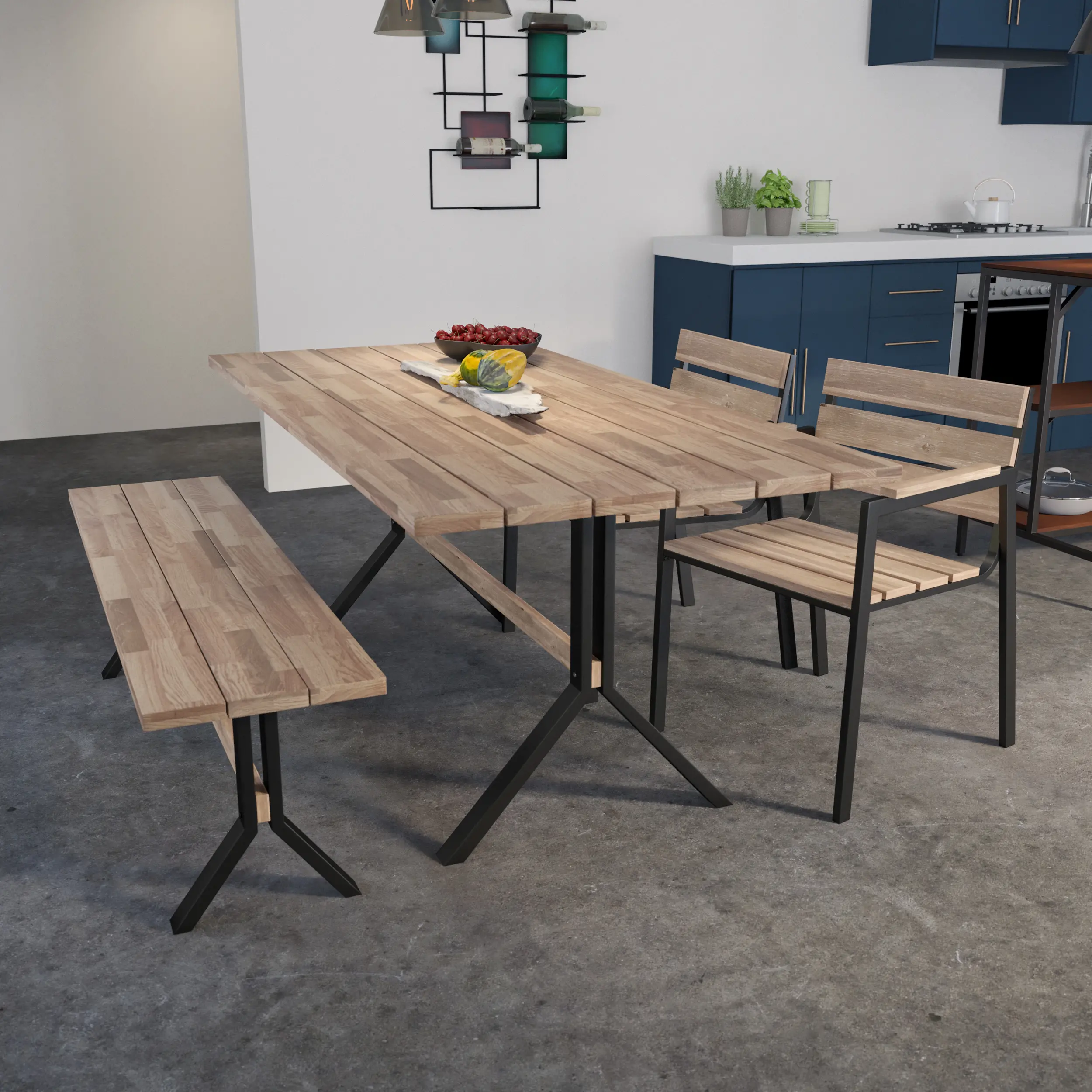 OD113234 Standlake 4 Piece Outdoor Wood Dining Set with Bench-2