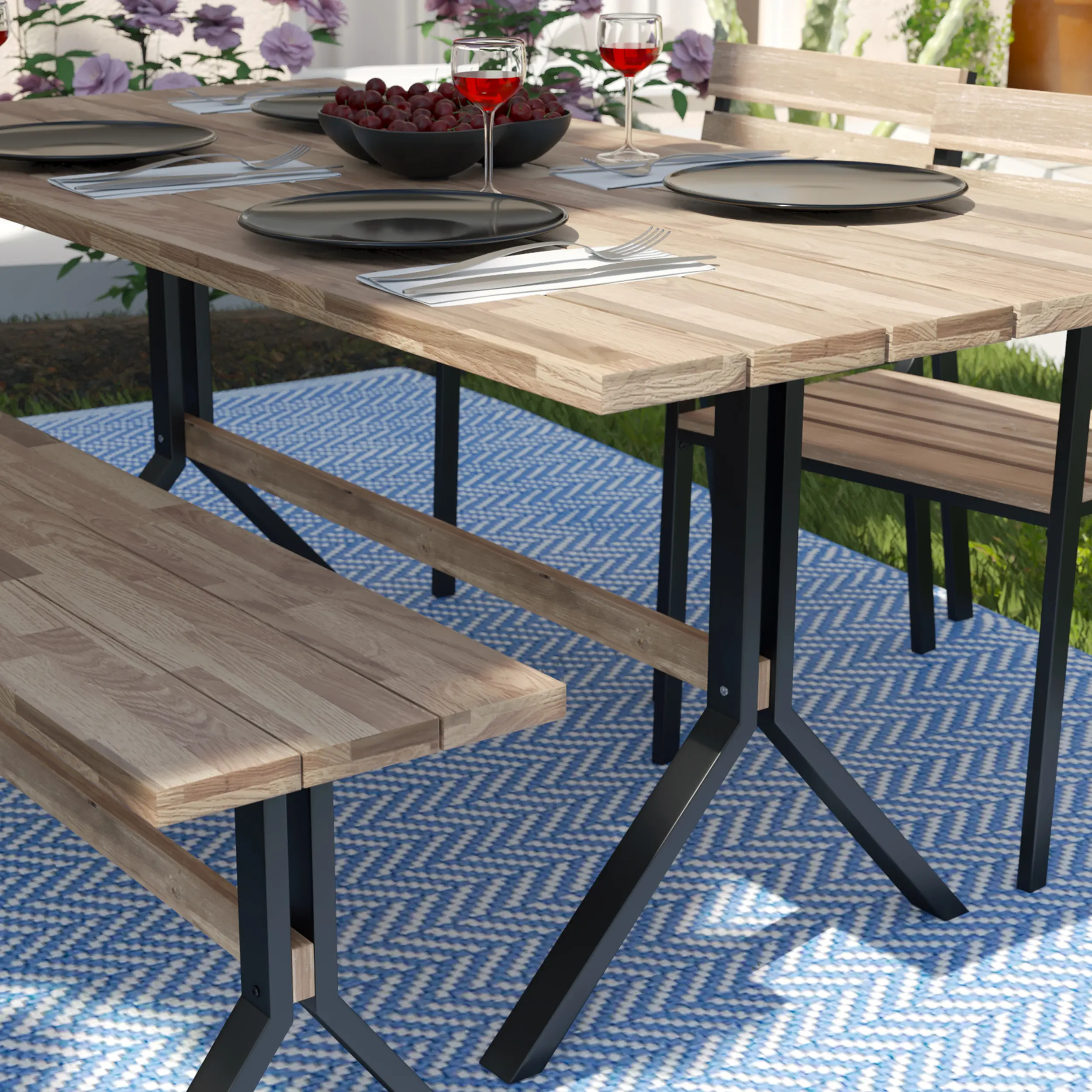 OD113234 Standlake 4 Piece Outdoor Wood Dining Set with Bench-7