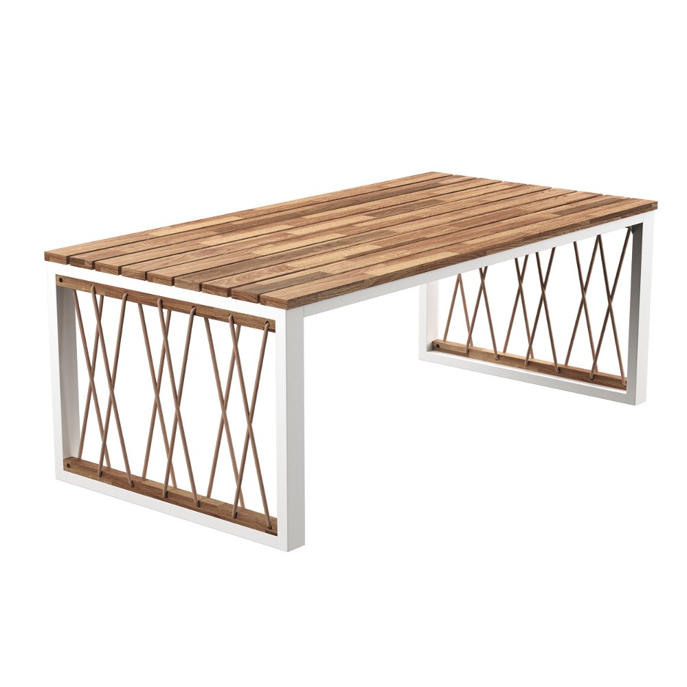 Wallmond Outdoor White & Natural Coffee Table