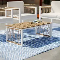 OD1140700 Wallmond Outdoor White & Natural Coffee Table