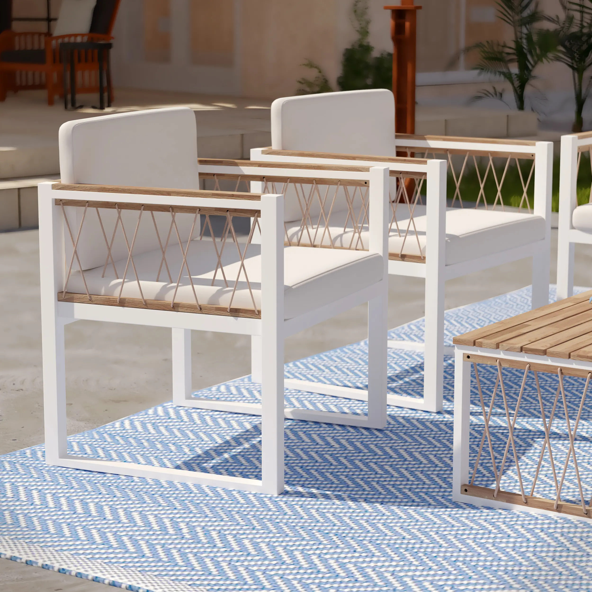 OD1140708 Wallmond White Cushioned Outdoor Chairs, Set of 2-2