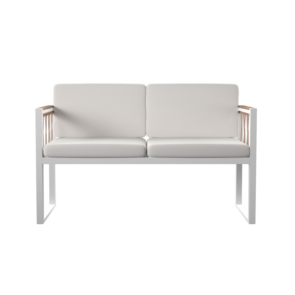 Wallmond White Cushioned Outdoor Loveseat Settee