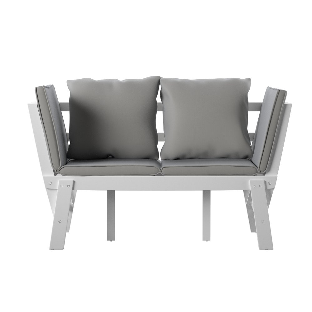 Dolavon White and Gray Outdoor Convertible Lounge Chair
