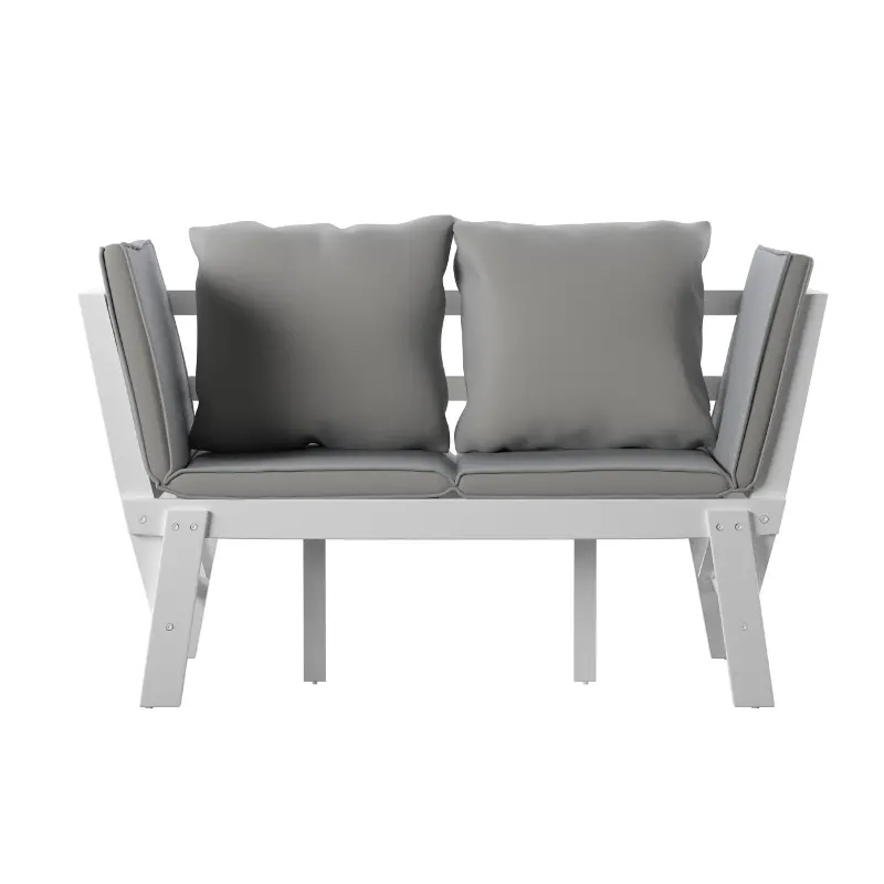 Dolavon White and Gray Outdoor Convertible Lounge Chair