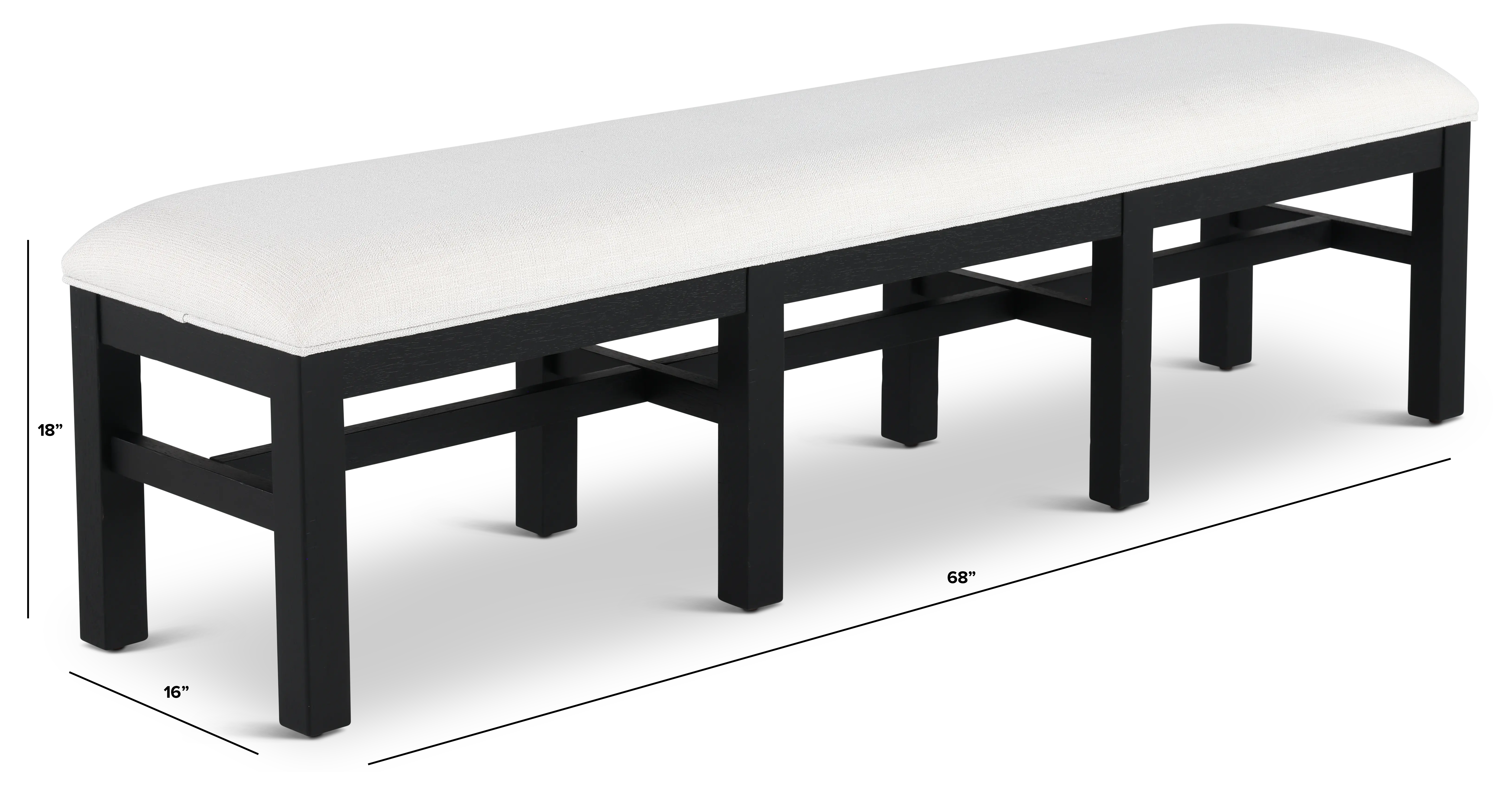 Macon White Upholstered Dining Bench-3