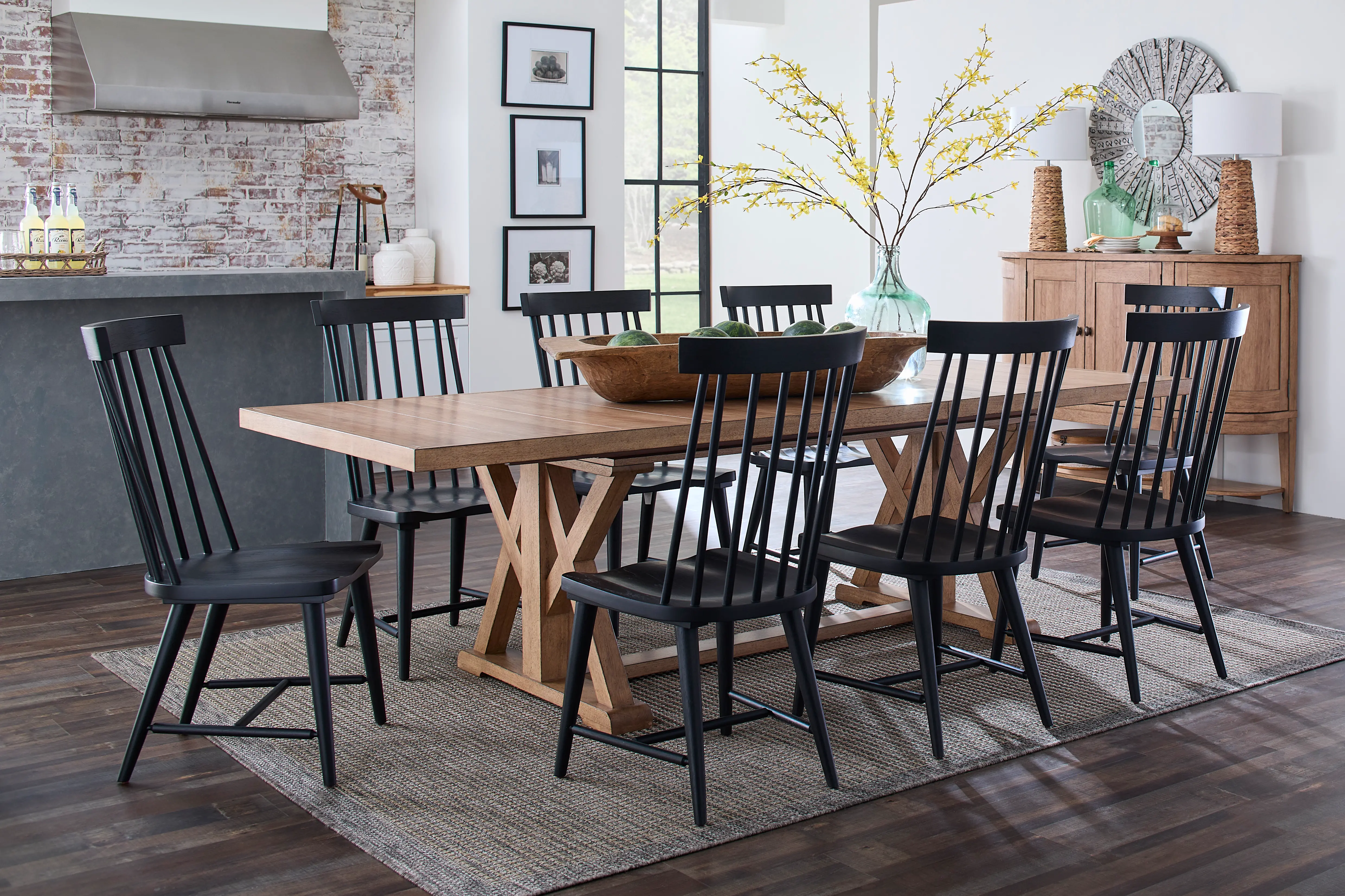 Macon Natural and Black 5 Piece Dining Set-2