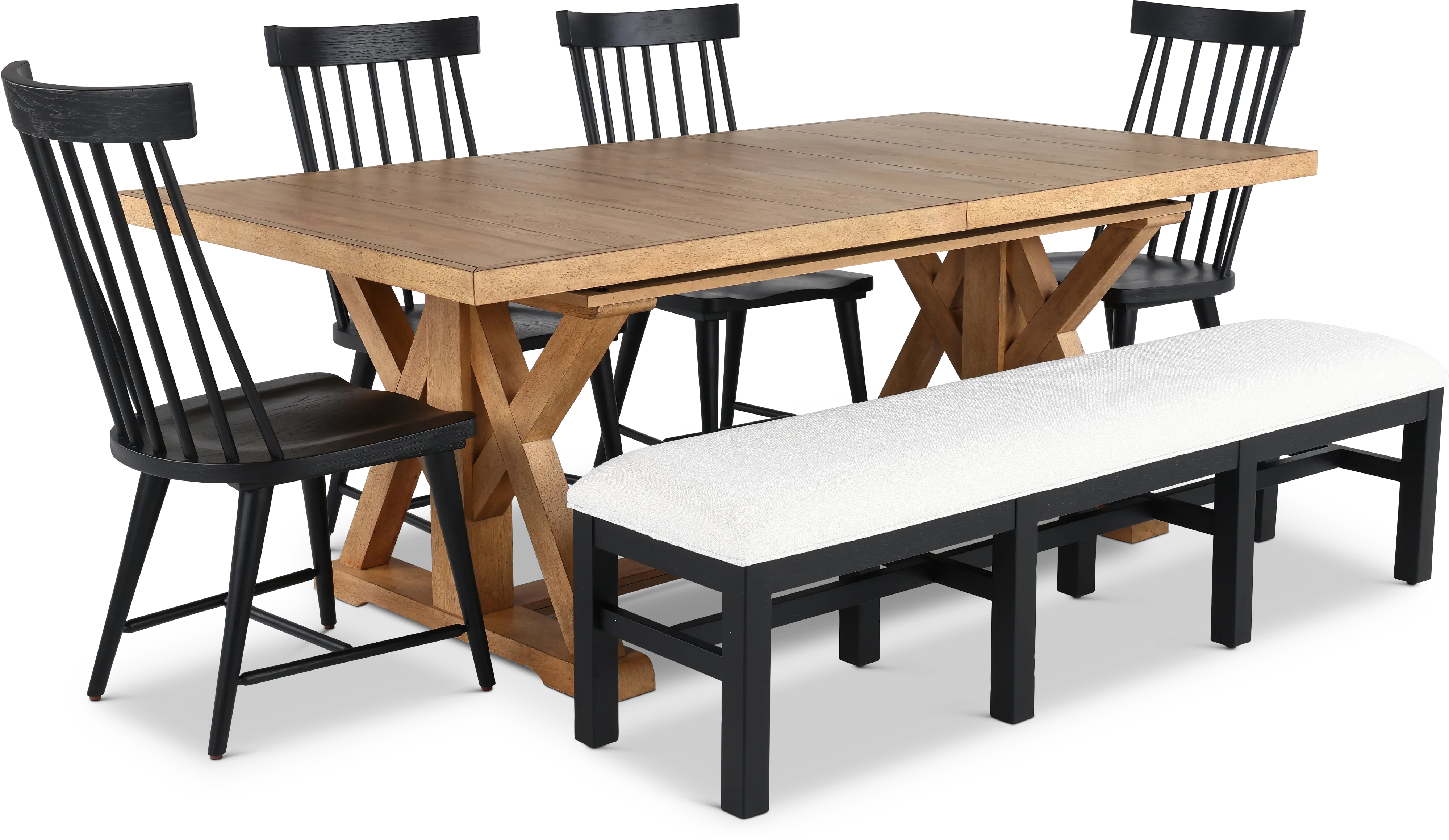 Macon Natural and Black 6 Piece Dining Set-1