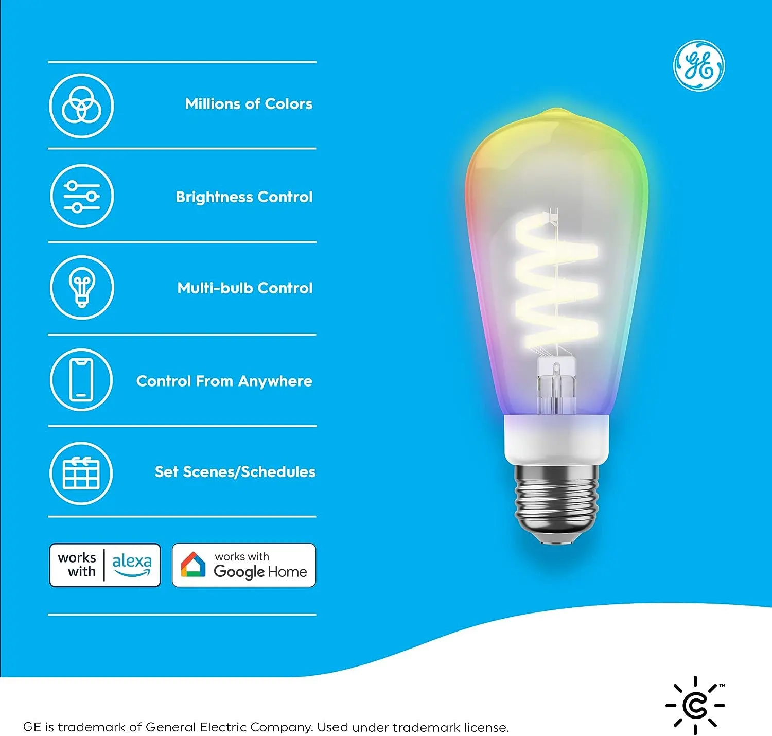 GE Cync Spiral 60-Watt ST19 Dimmable Smart LED Light Bulb (2-Pack)-2