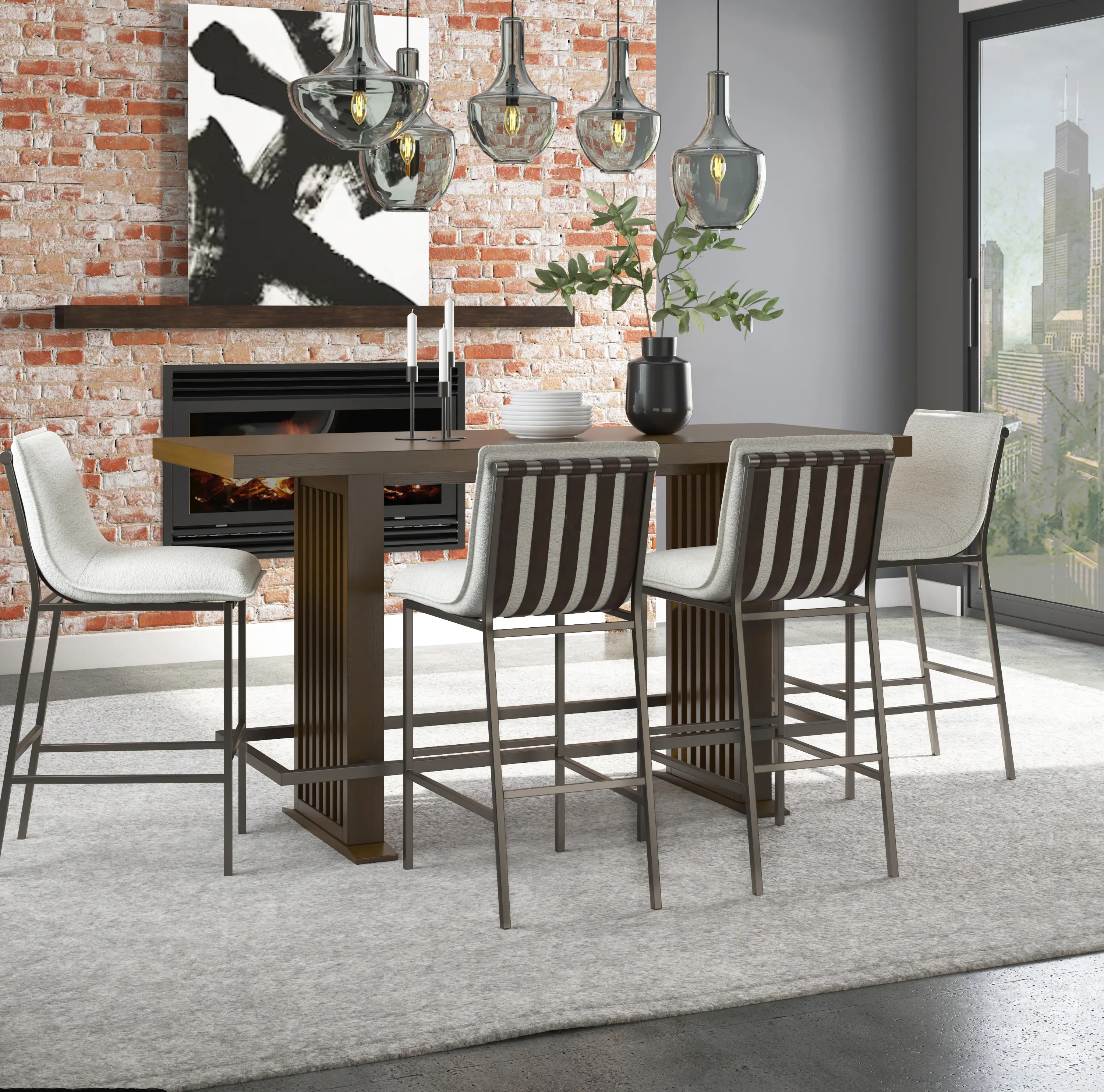 Reserve White and Metal Bar Stool-3