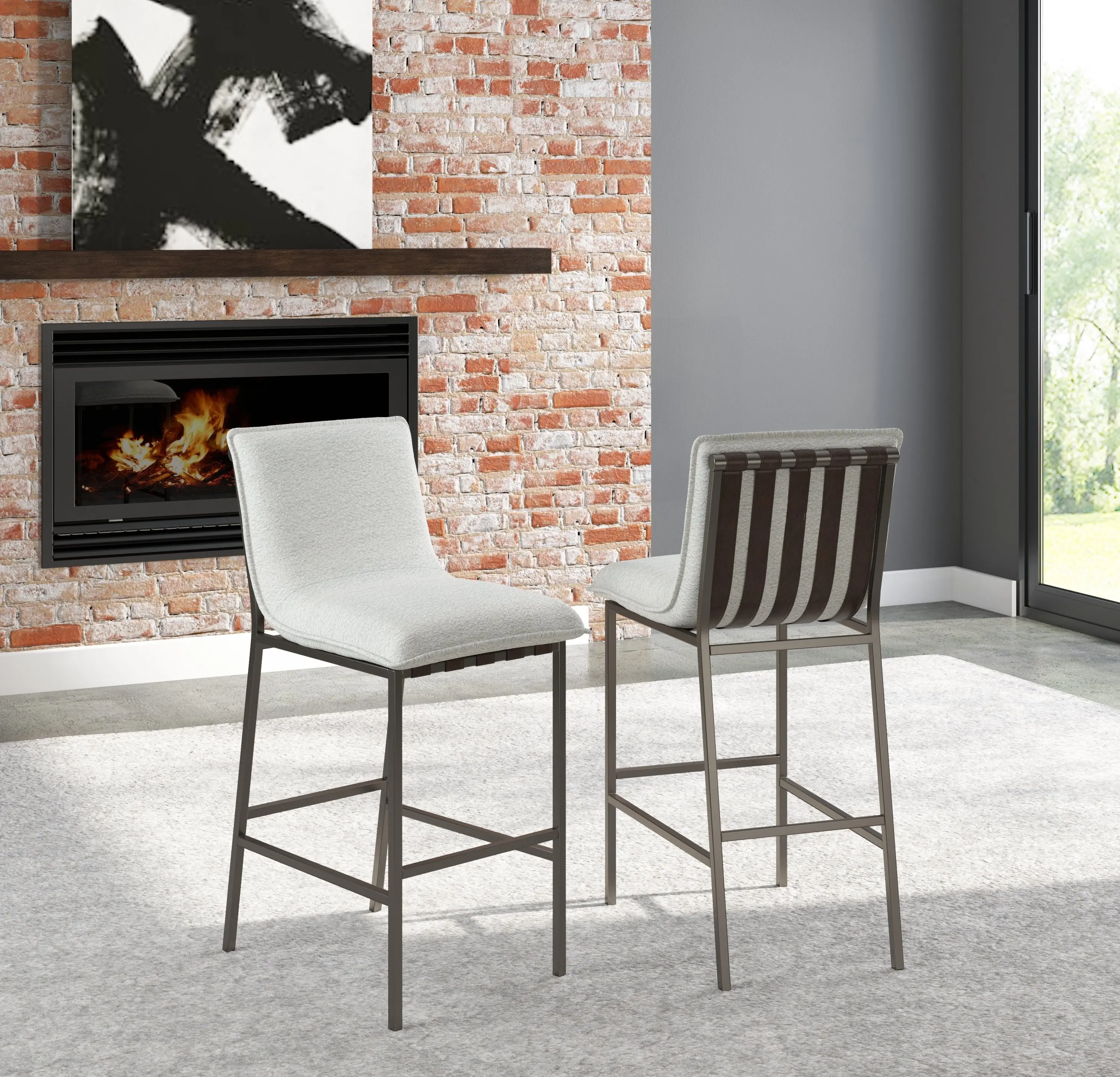 Reserve White and Metal Bar Stool-2