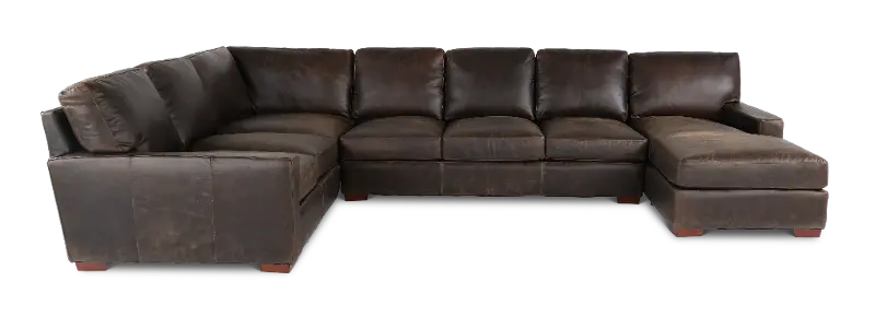 Mayfair Java Brown 4-Piece Leather Sectional